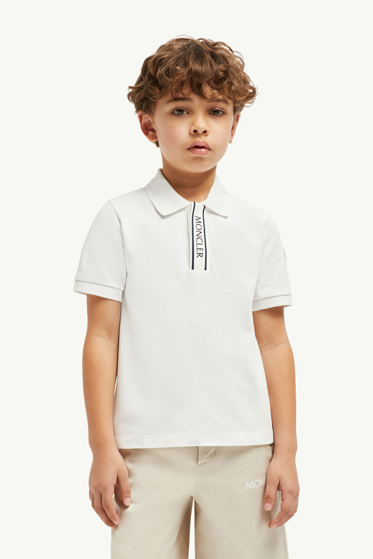 Logo-Trimmed Cotton Piquet Polo Shirt Boy White Moncler 1