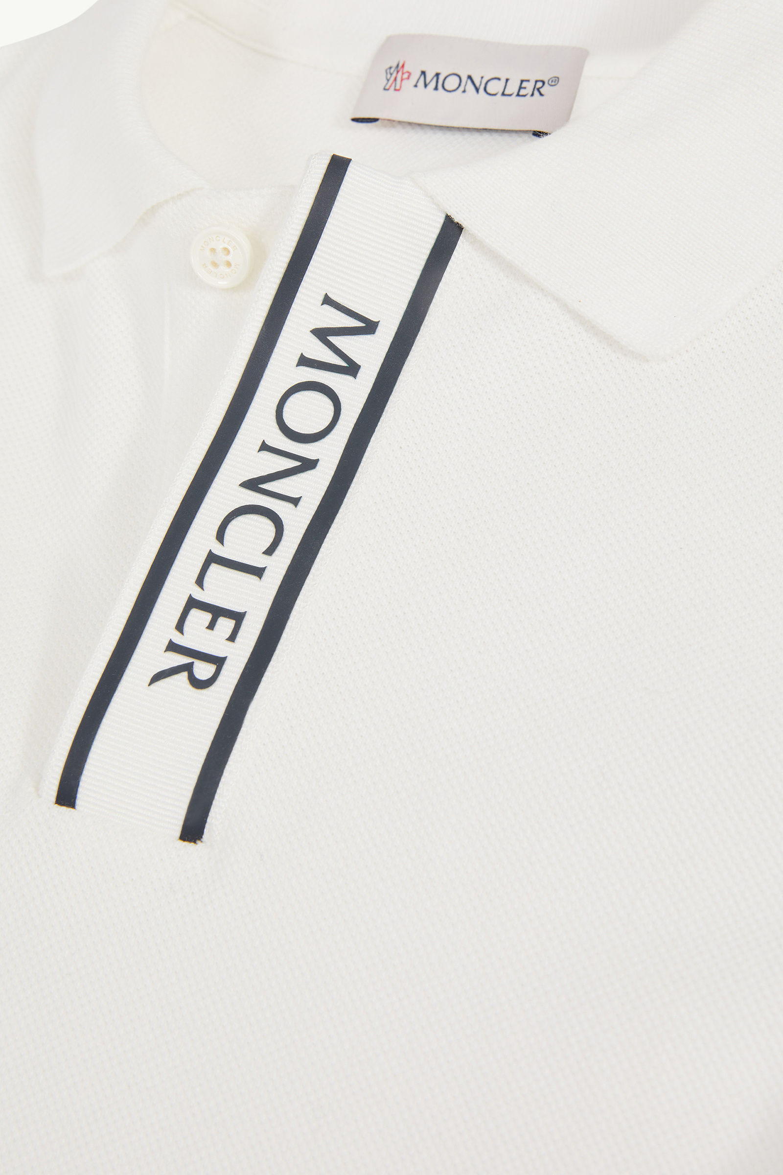 男童标识饰边棉质珠地Polo衫 男童 白色 Moncler 4