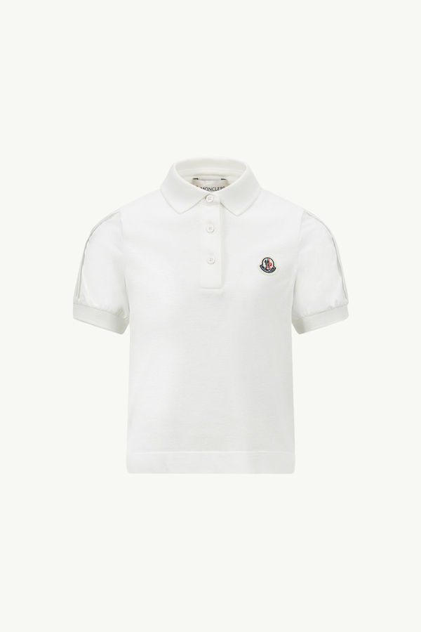 Polohemd aus Baumwollpiqué Mädchen Weiß Moncler 0