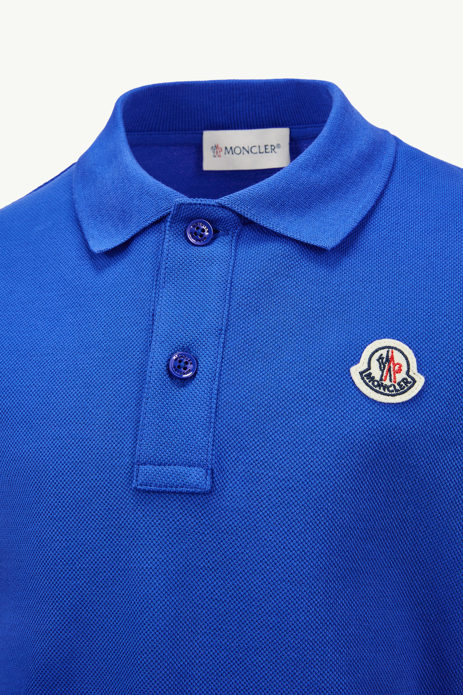 Polo in cotone piquet con patch logato Bambino Blu Elettrico Moncler 3