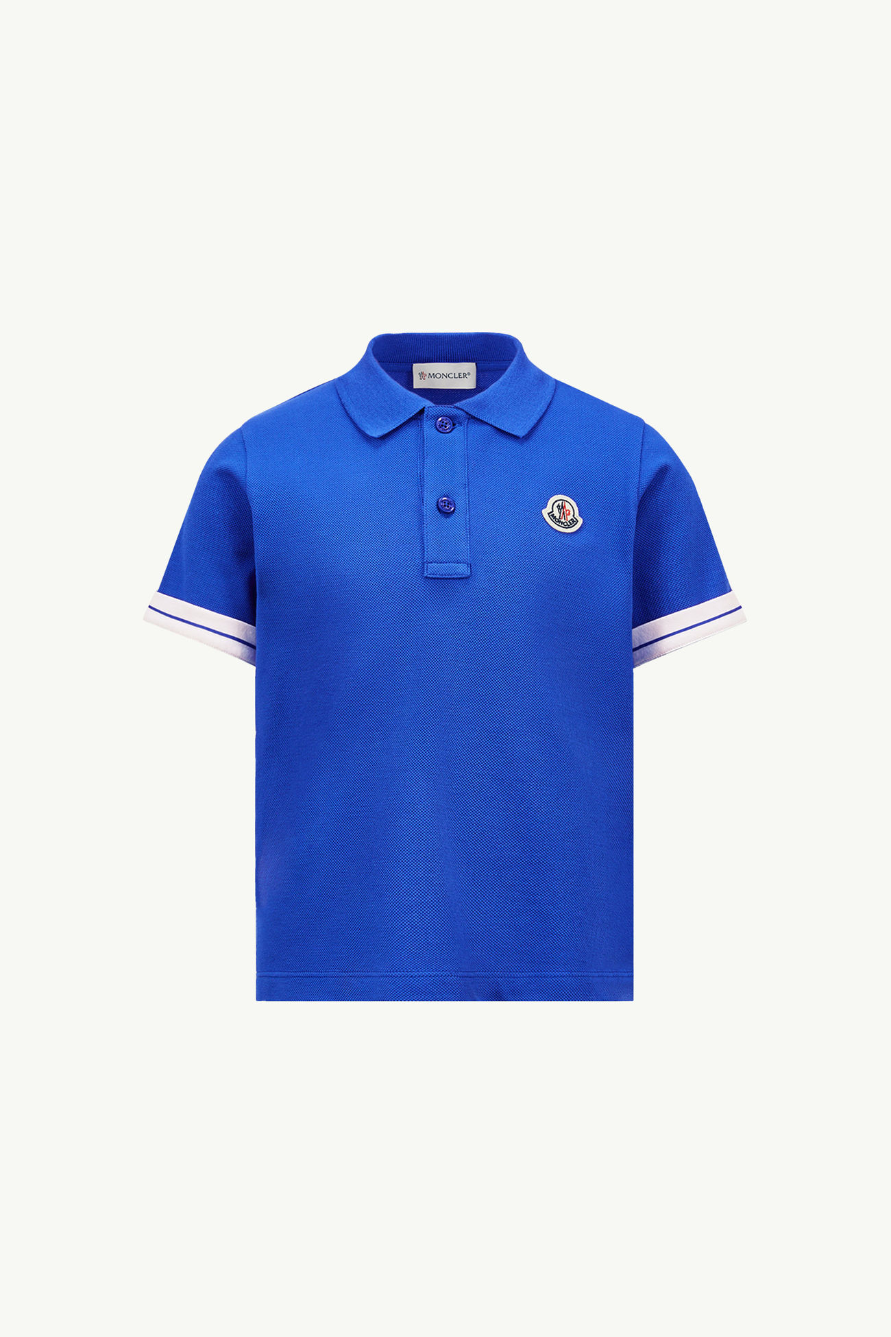 Logo Patch Cotton Piquet Polo Shirt Boy Electric Blue Moncler 0
