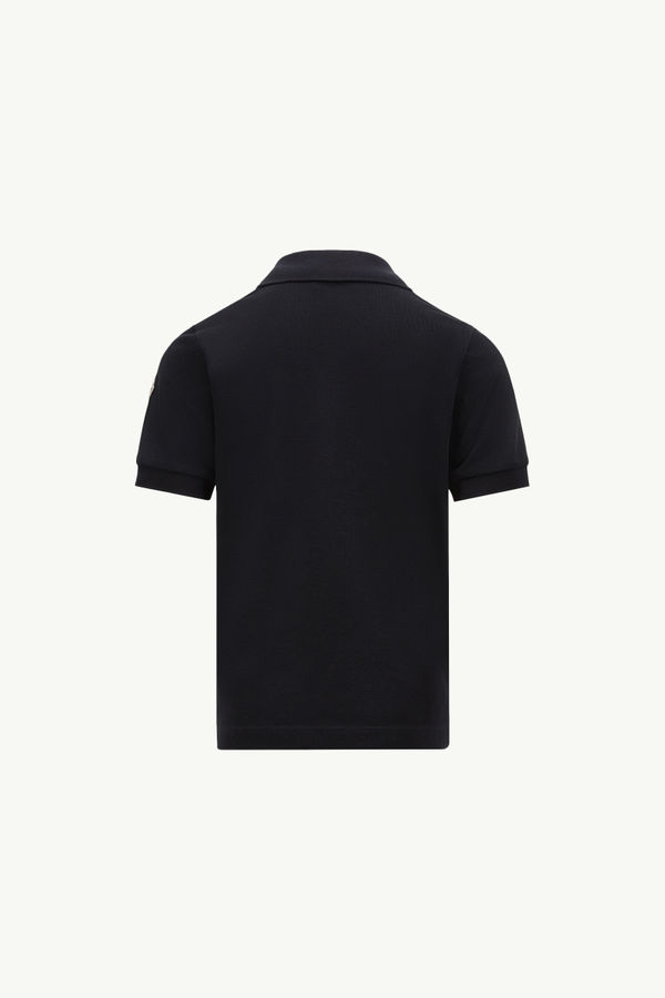 Tricolour-Trimmed Cotton Piquet Polo Shirt Boy Navy Blue Moncler 2