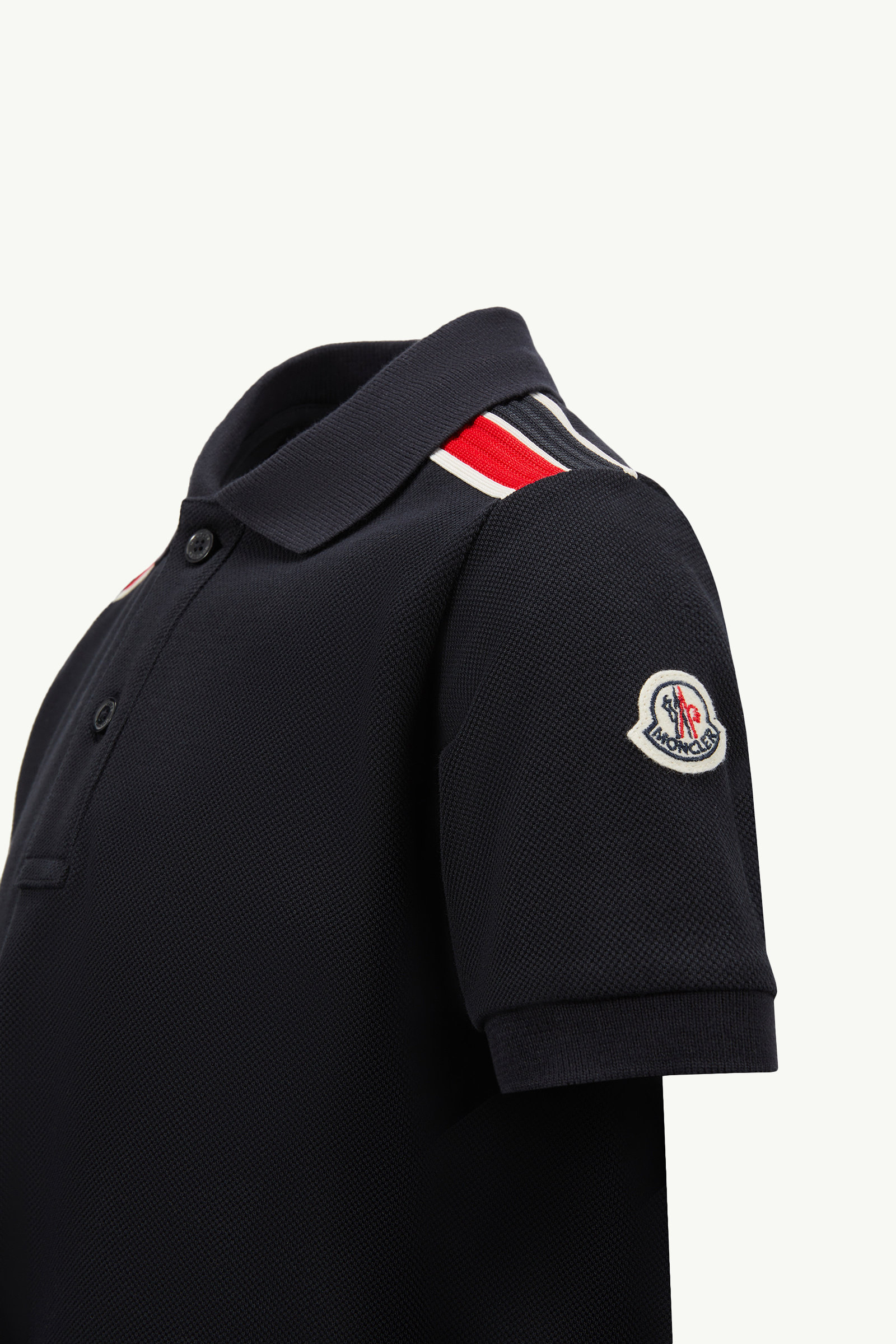 Tricolour-Trimmed Cotton Piquet Polo Shirt Boy Navy Blue Moncler 3