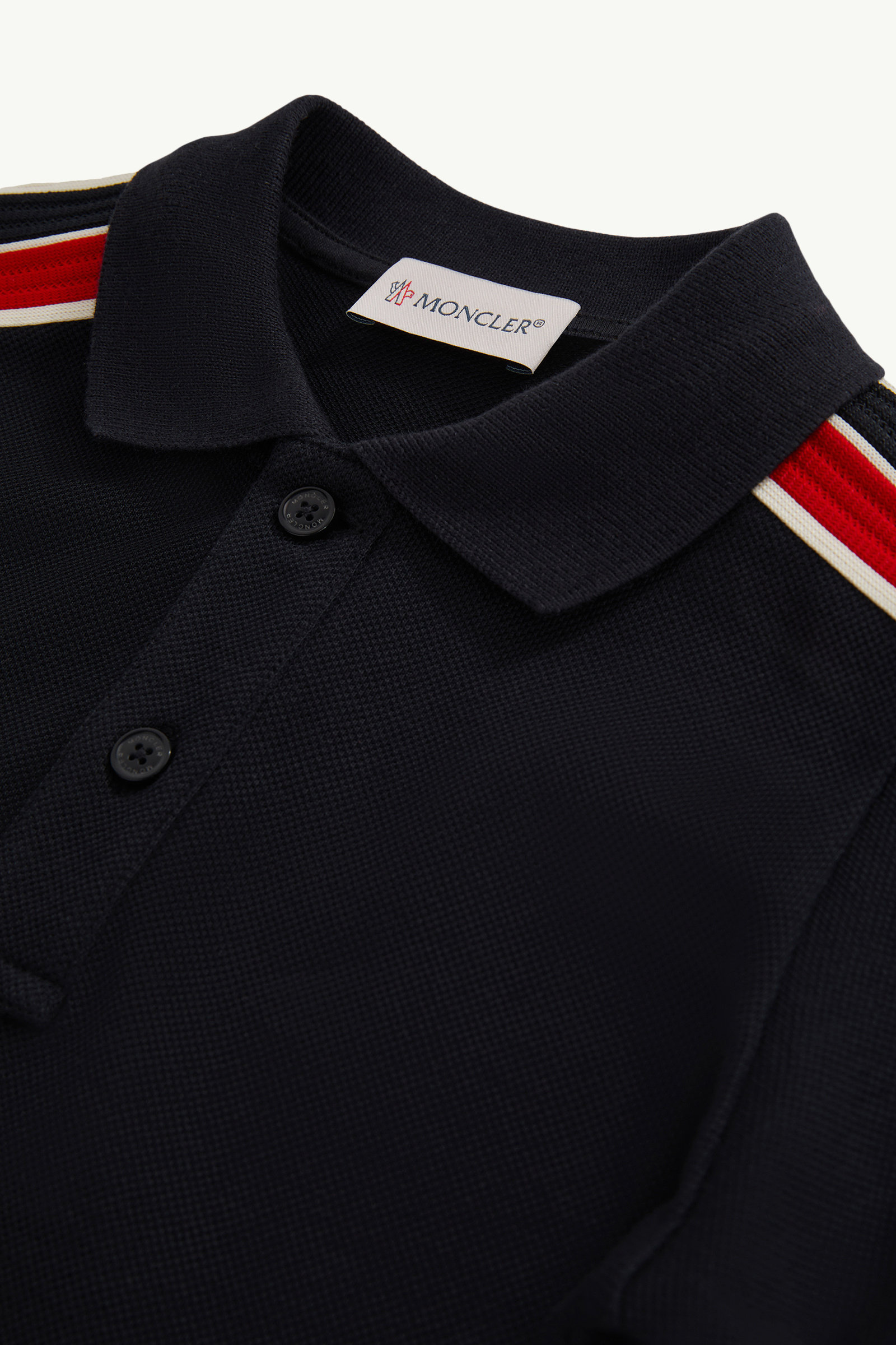 Tricolour-Trimmed Cotton Piquet Polo Shirt Boy Navy Blue Moncler 4