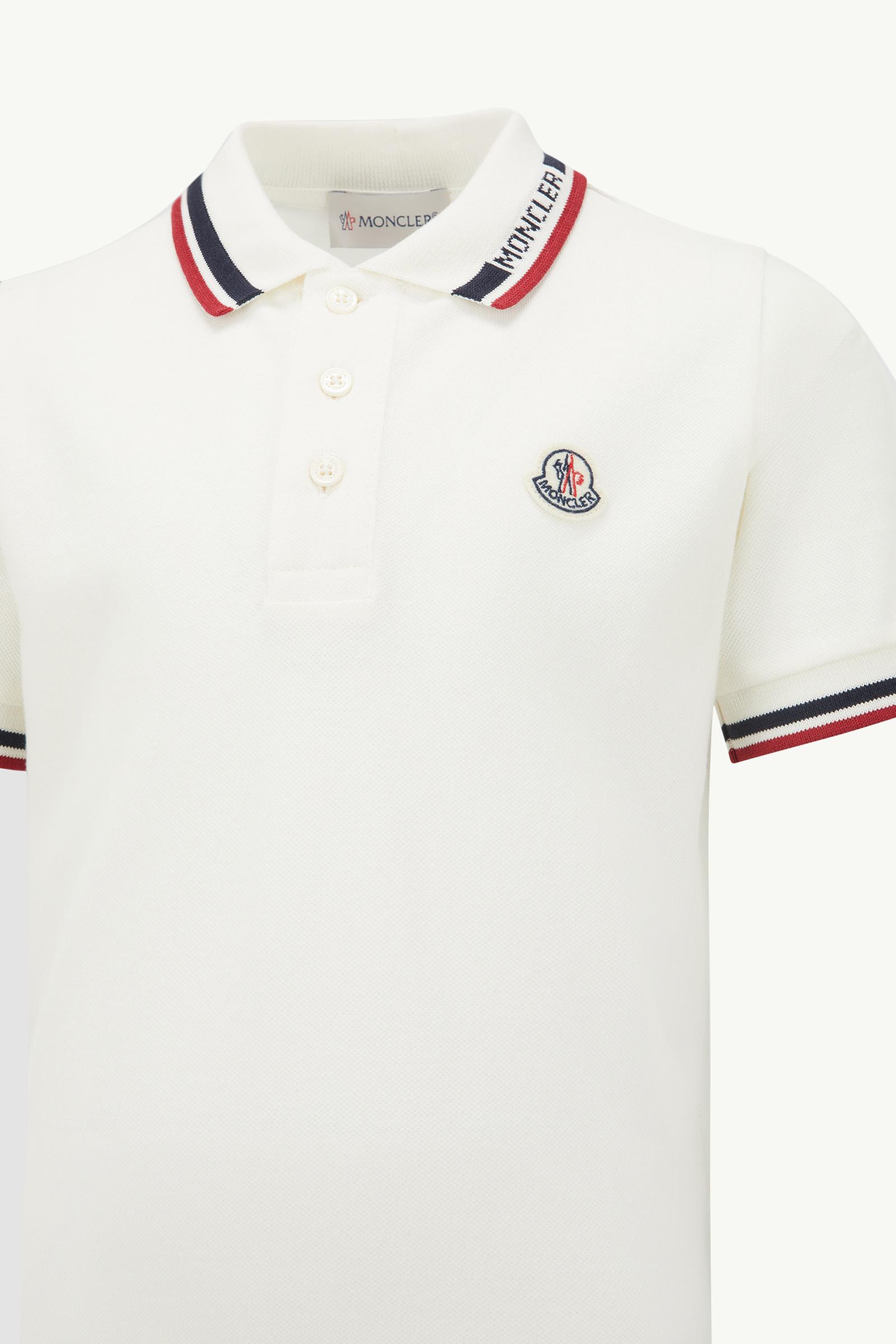 White Tricolor-Trimmed Cotton Piquet Polo Shirt - Polos & T