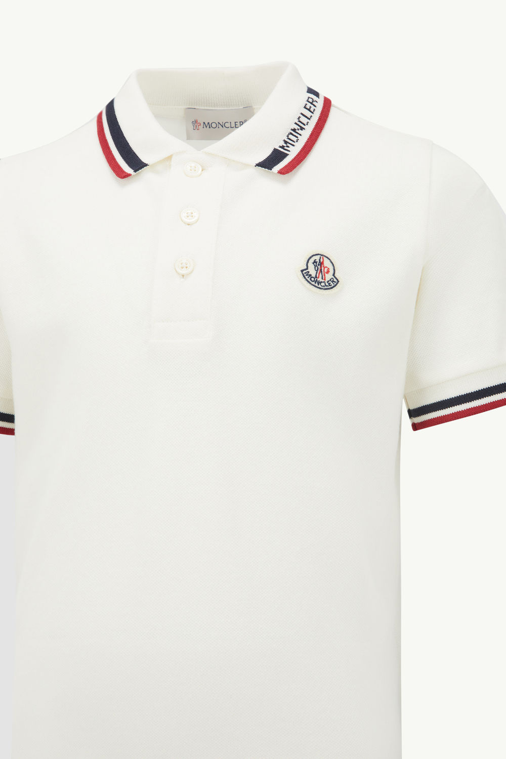 Tricolour-Trimmed Cotton Piquet Polo Shirt Boy White Moncler 2