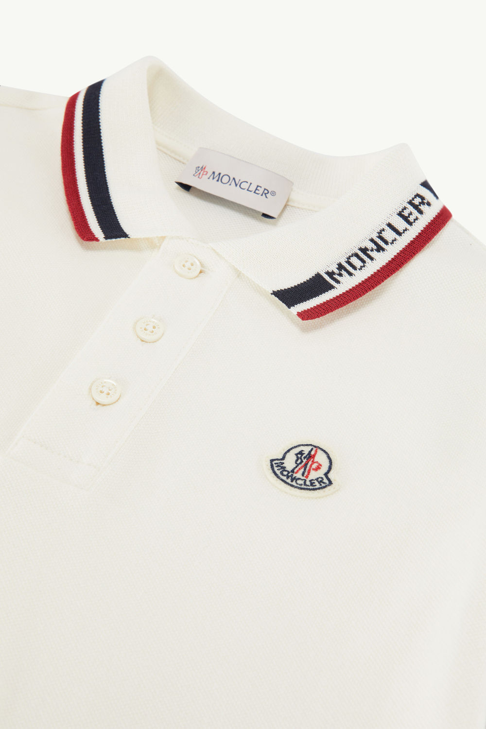 Tricolour-Trimmed Cotton Piquet Polo Shirt Boy White Moncler 4
