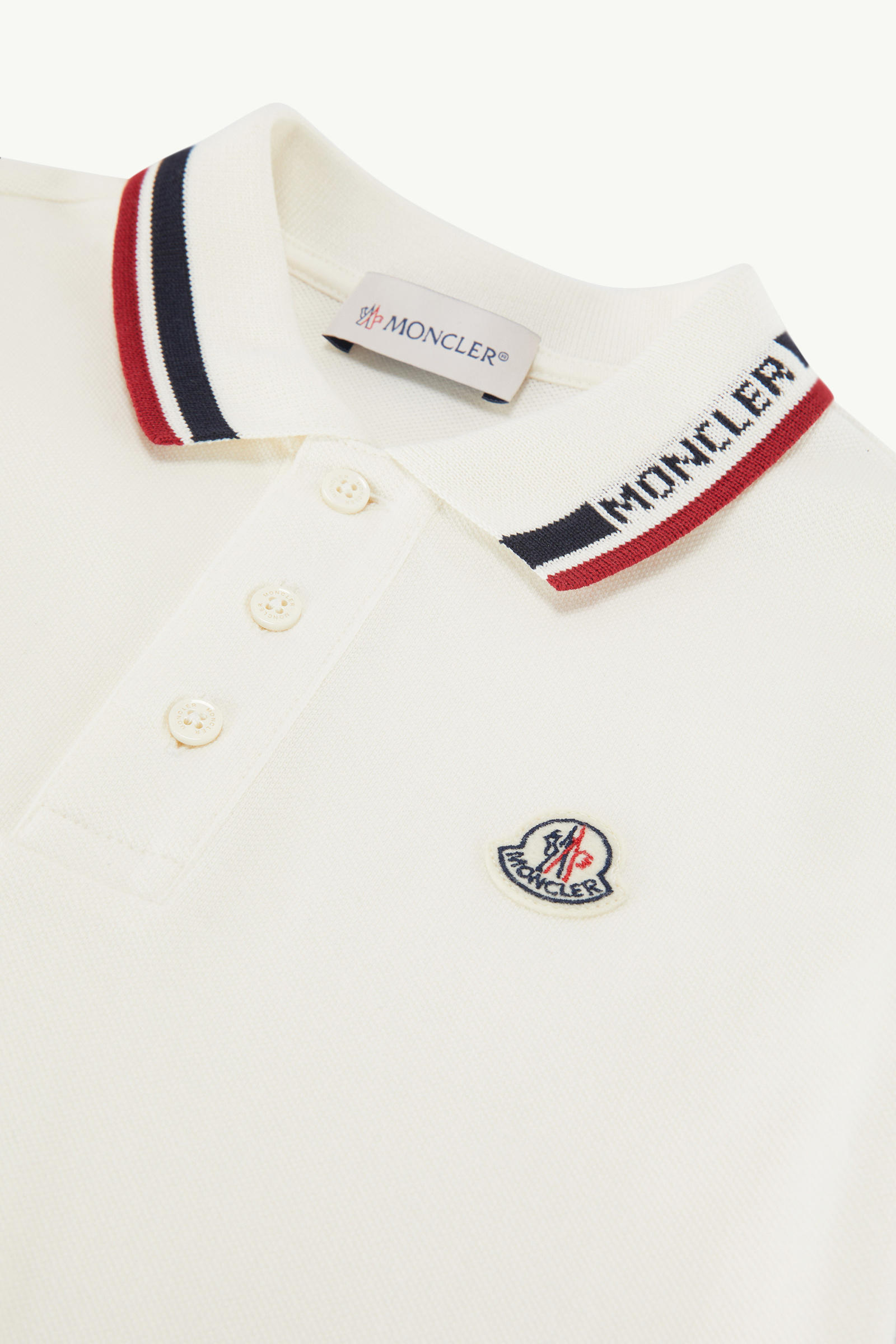 Tricolour-Trimmed Cotton Piquet Polo Shirt Boy White Moncler 4