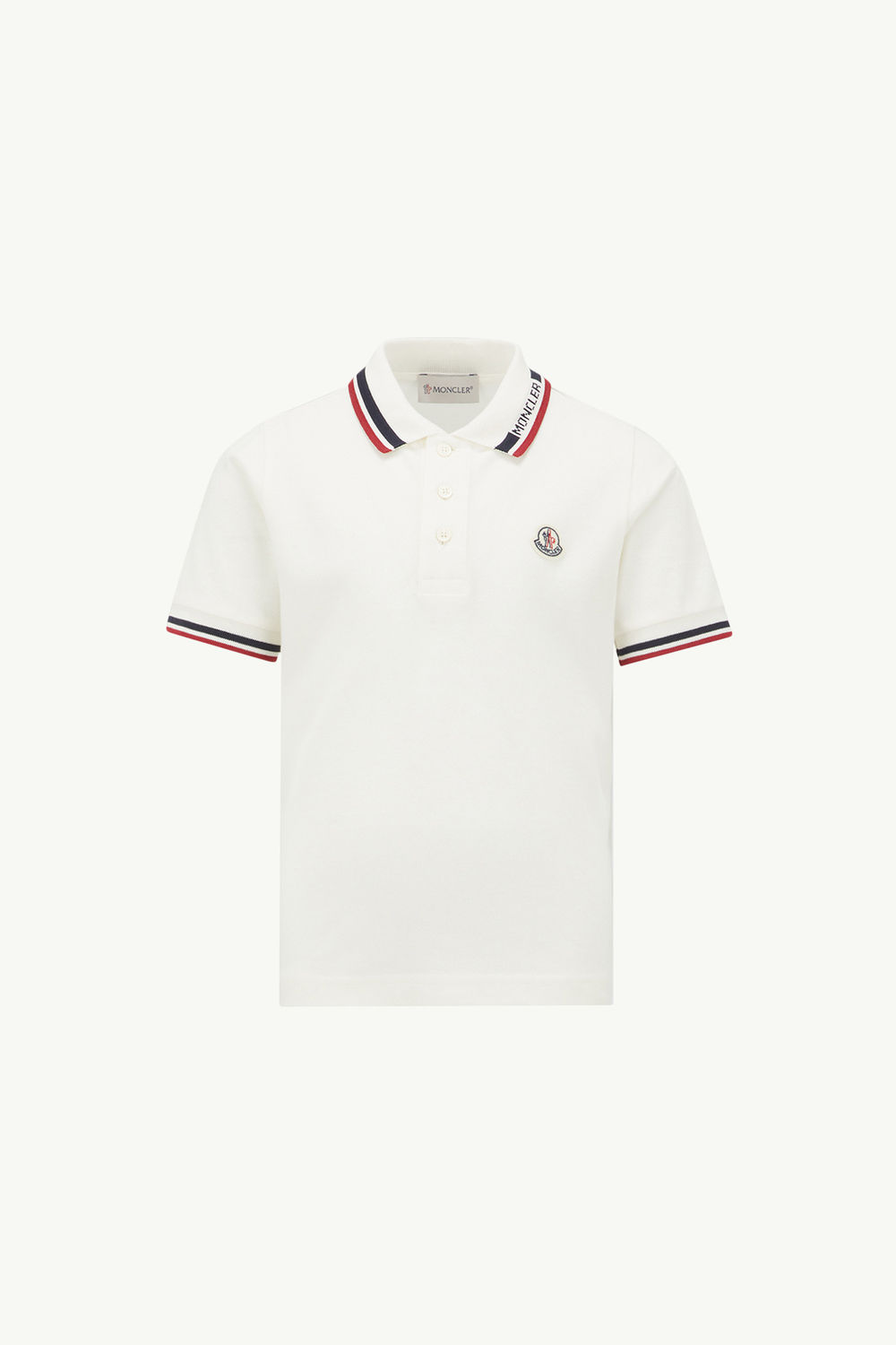 Tricolour-Trimmed Cotton Piquet Polo Shirt Boy White Moncler 0