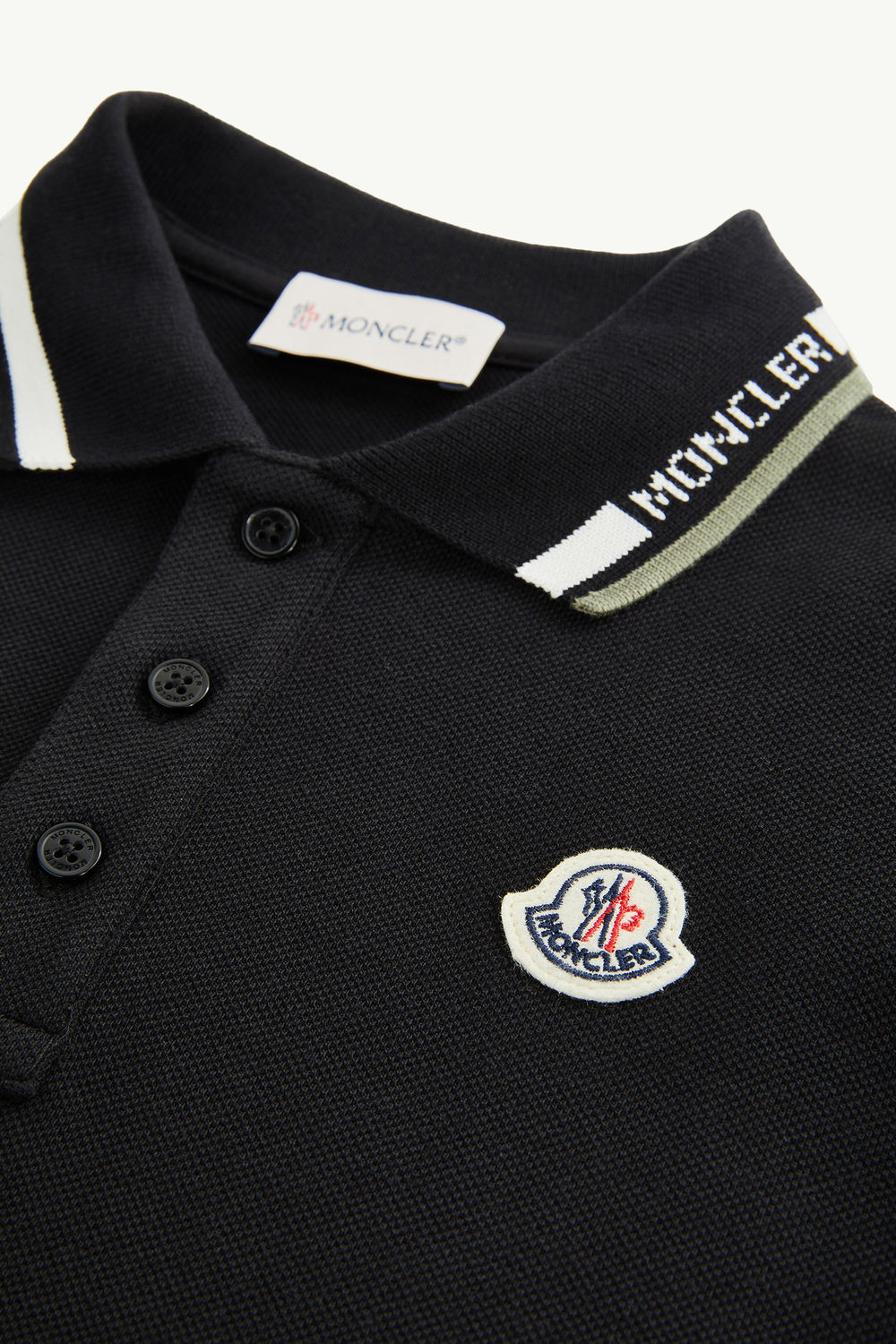 Tricolour-Trimmed Cotton Piquet Polo Shirt Boy Black Moncler 4