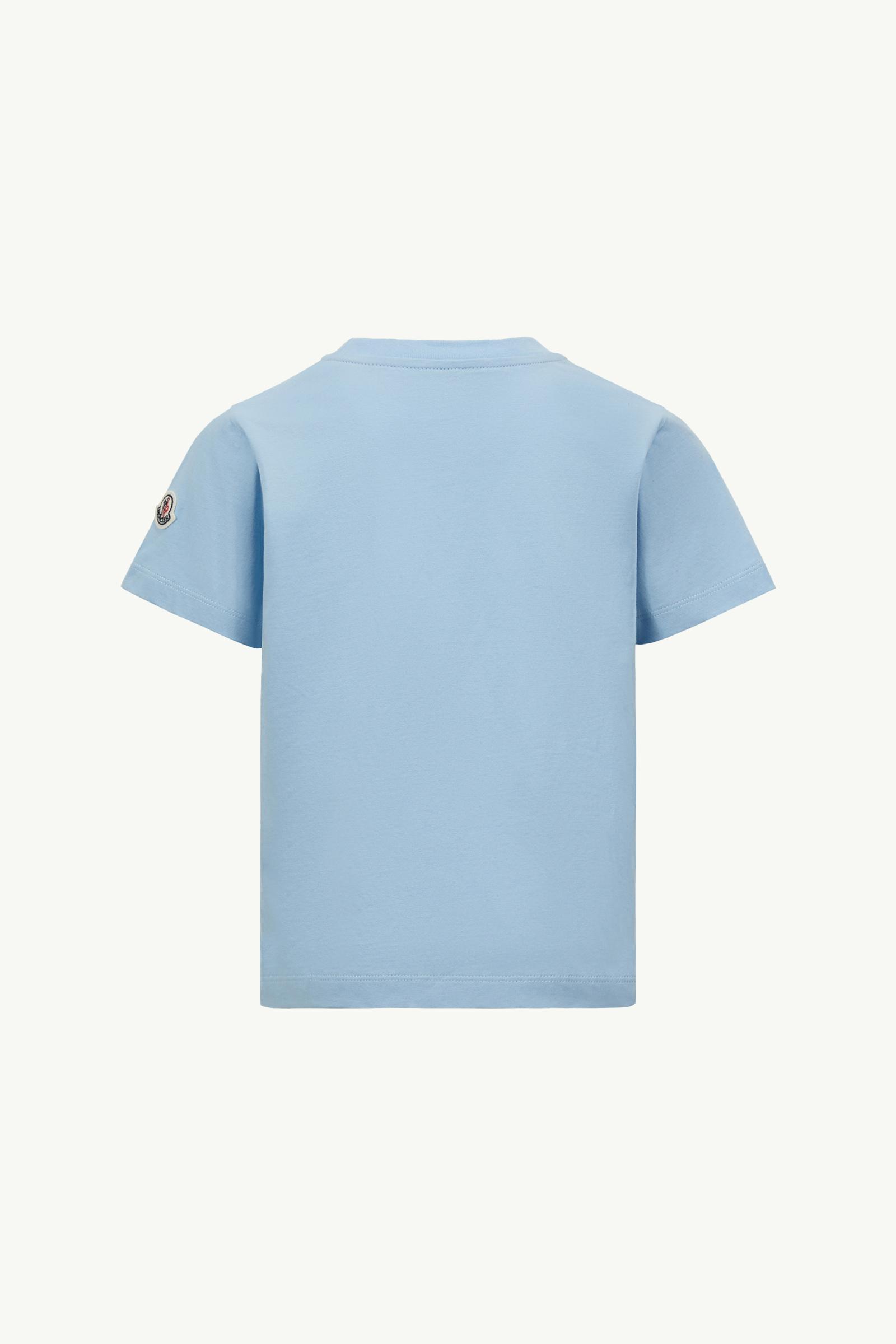 Pixel Logo Cotton T-Shirt Boy Light Blue Moncler 1