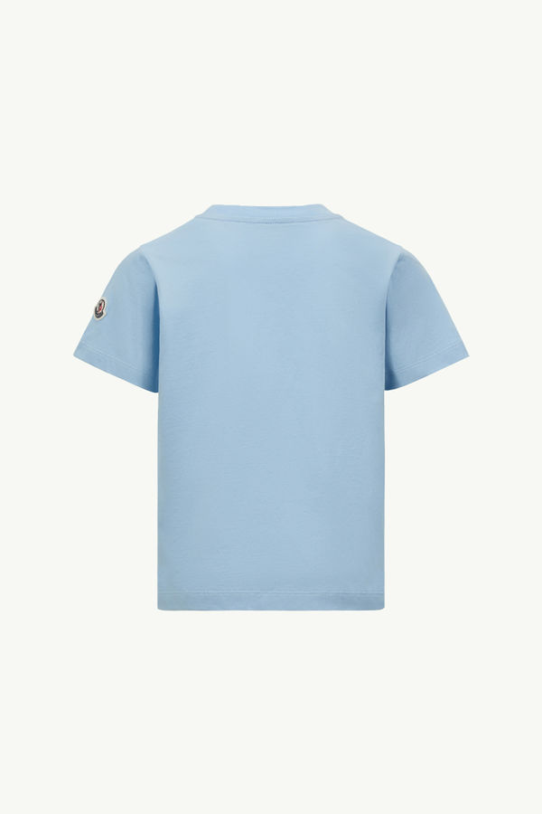 T-shirt en coton à logo Pixel Garçon Bleu clair Moncler 1