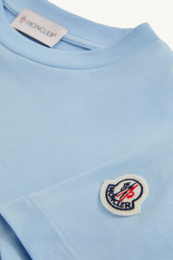 T-shirt en coton à logo Pixel Garçon Bleu clair Moncler 3
