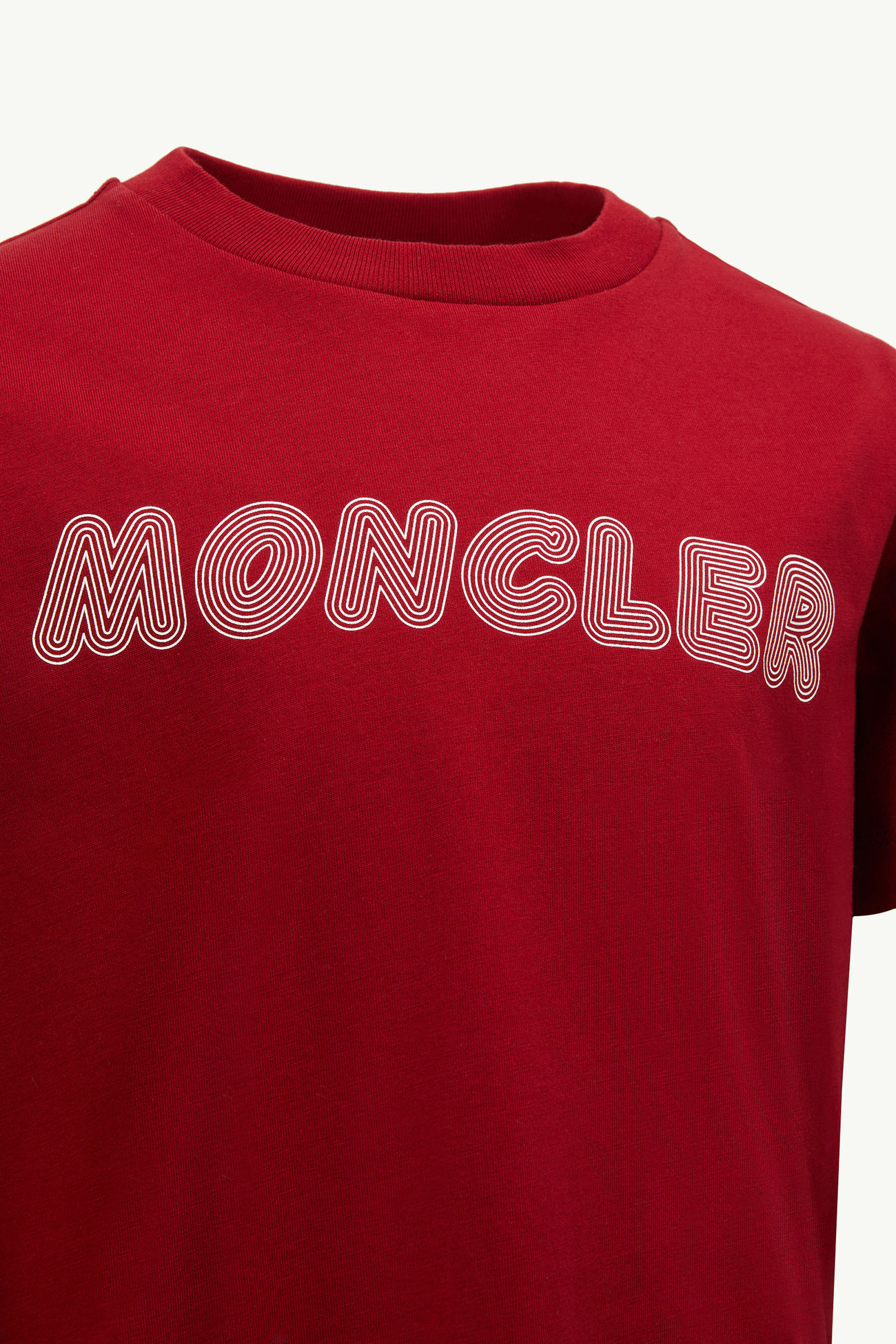 Optical Logo Cotton T-Shirt Boy Dark Red Moncler 3