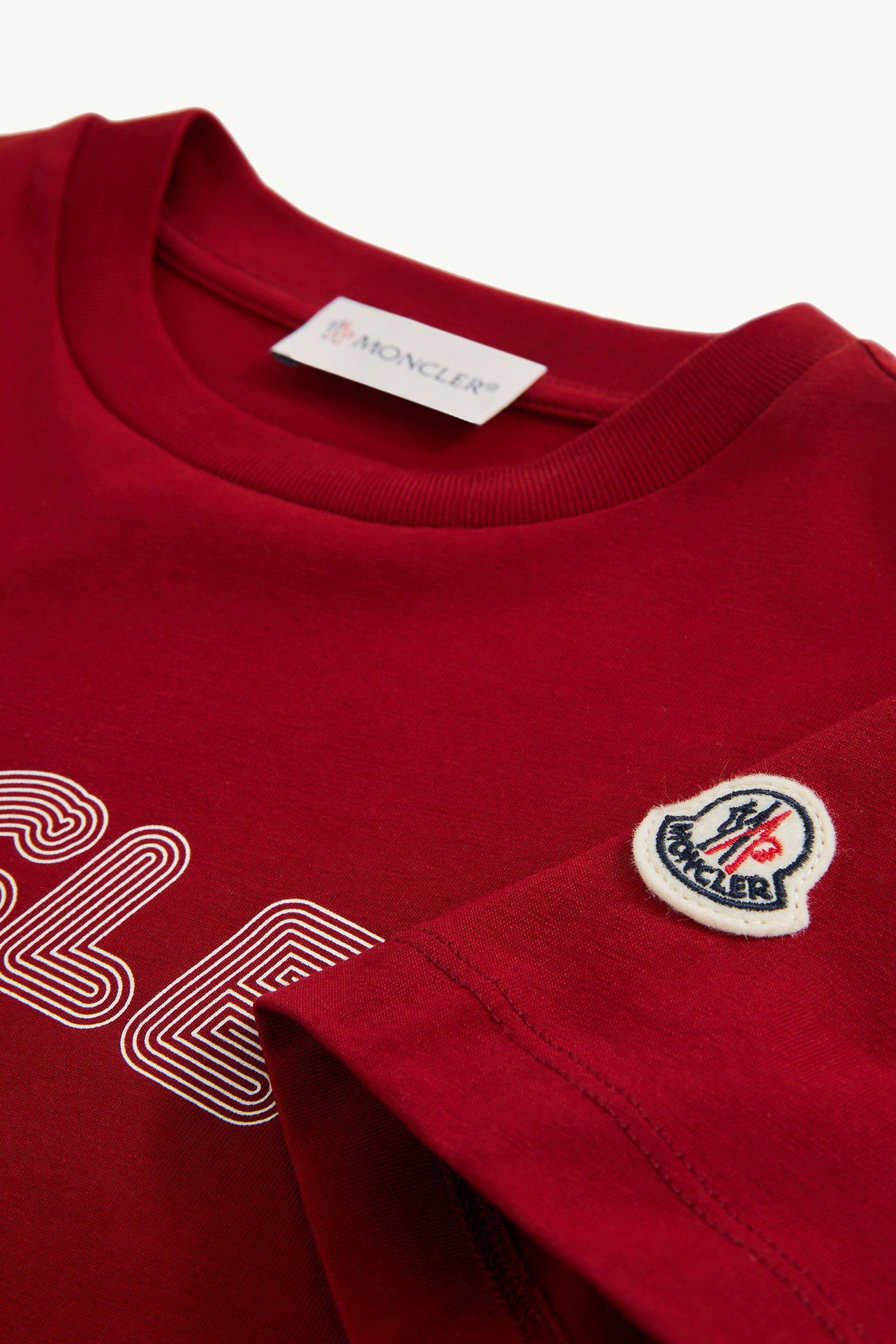 Optical Logo Cotton T-Shirt Boy Dark Red Moncler 4