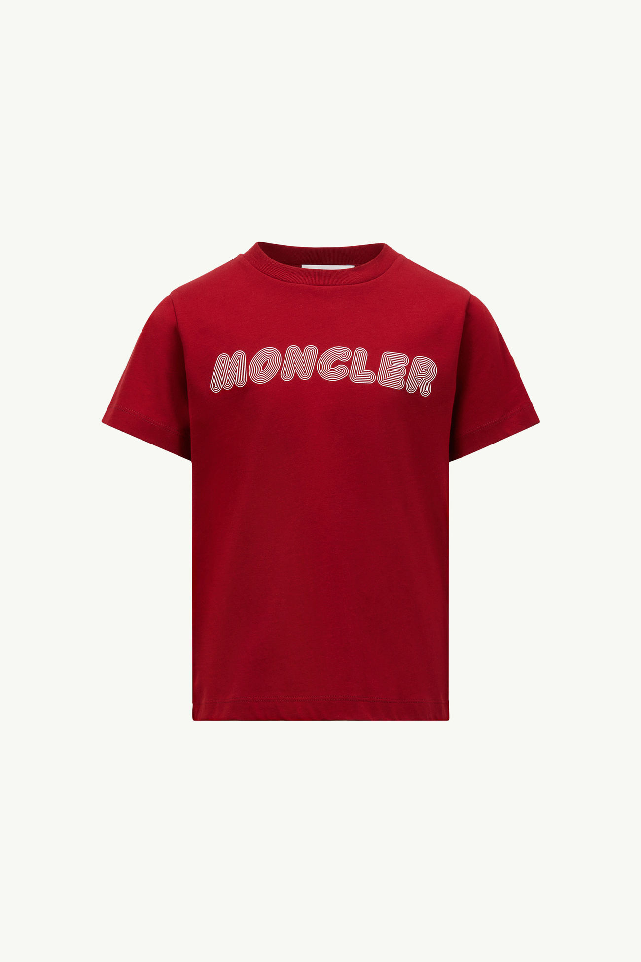Optical Logo Cotton T-Shirt Boy Dark Red Moncler 0