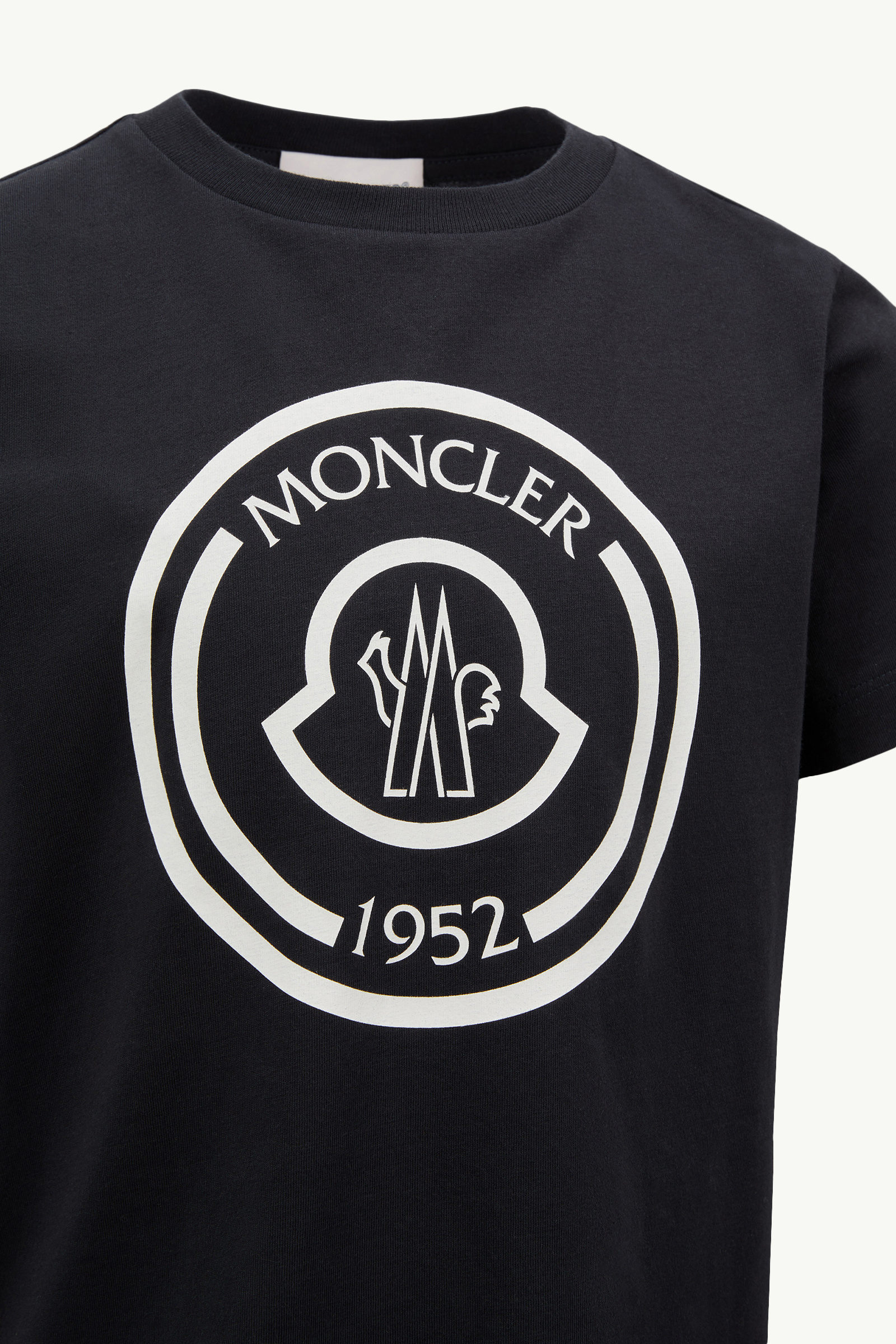 Optical Logo Cotton T-Shirt Boy Navy Blue Moncler 2