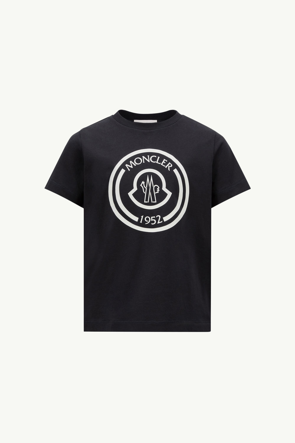 Optical Logo Cotton T-Shirt Boy Navy Blue Moncler 0
