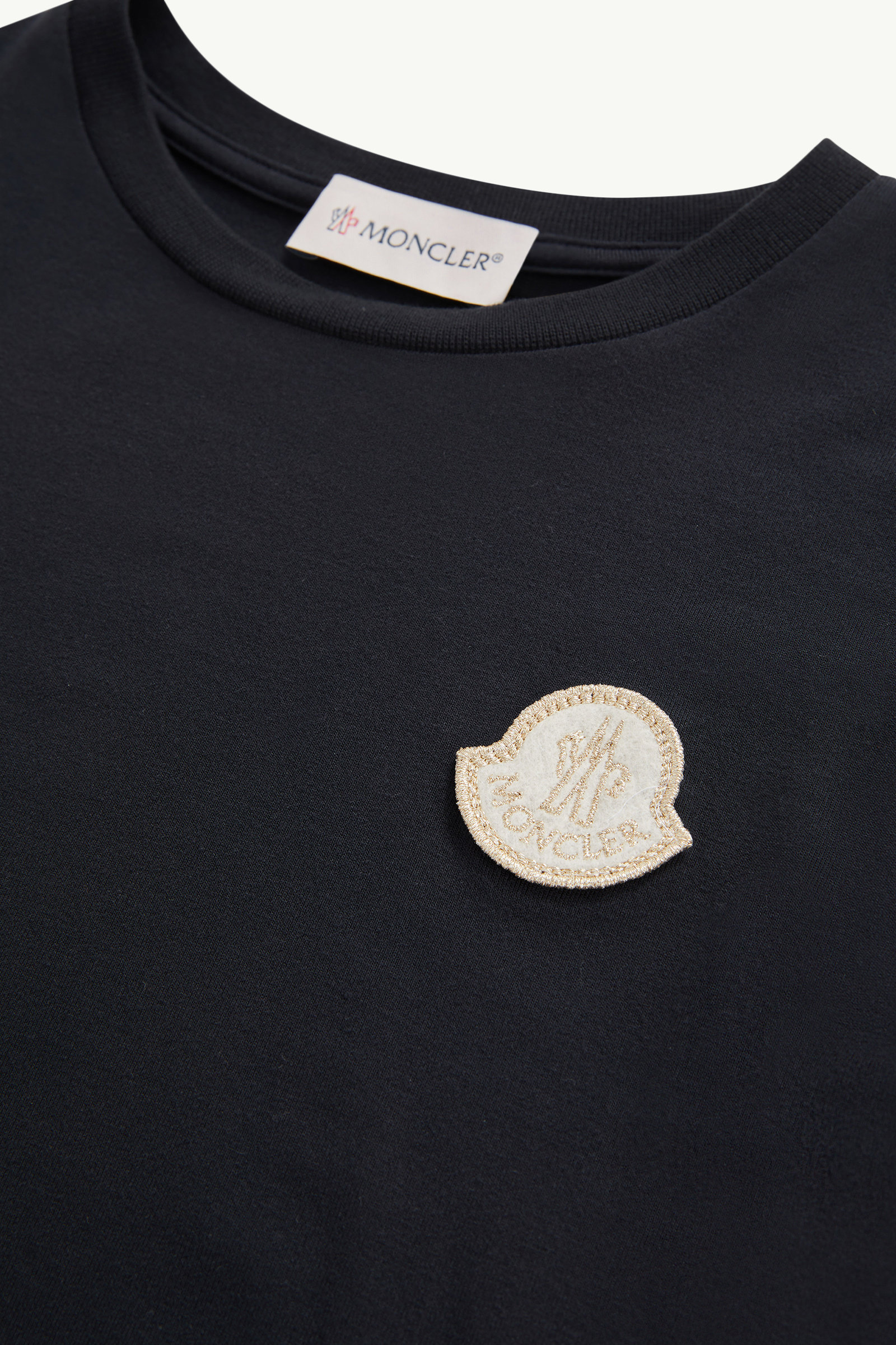 Embroidered Logo Patch T-Shirt Girl Navy Blue Moncler 3