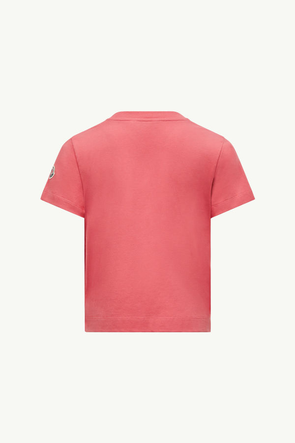Cotton T-Shirt with Pocket Girl Coral Pink Moncler 2