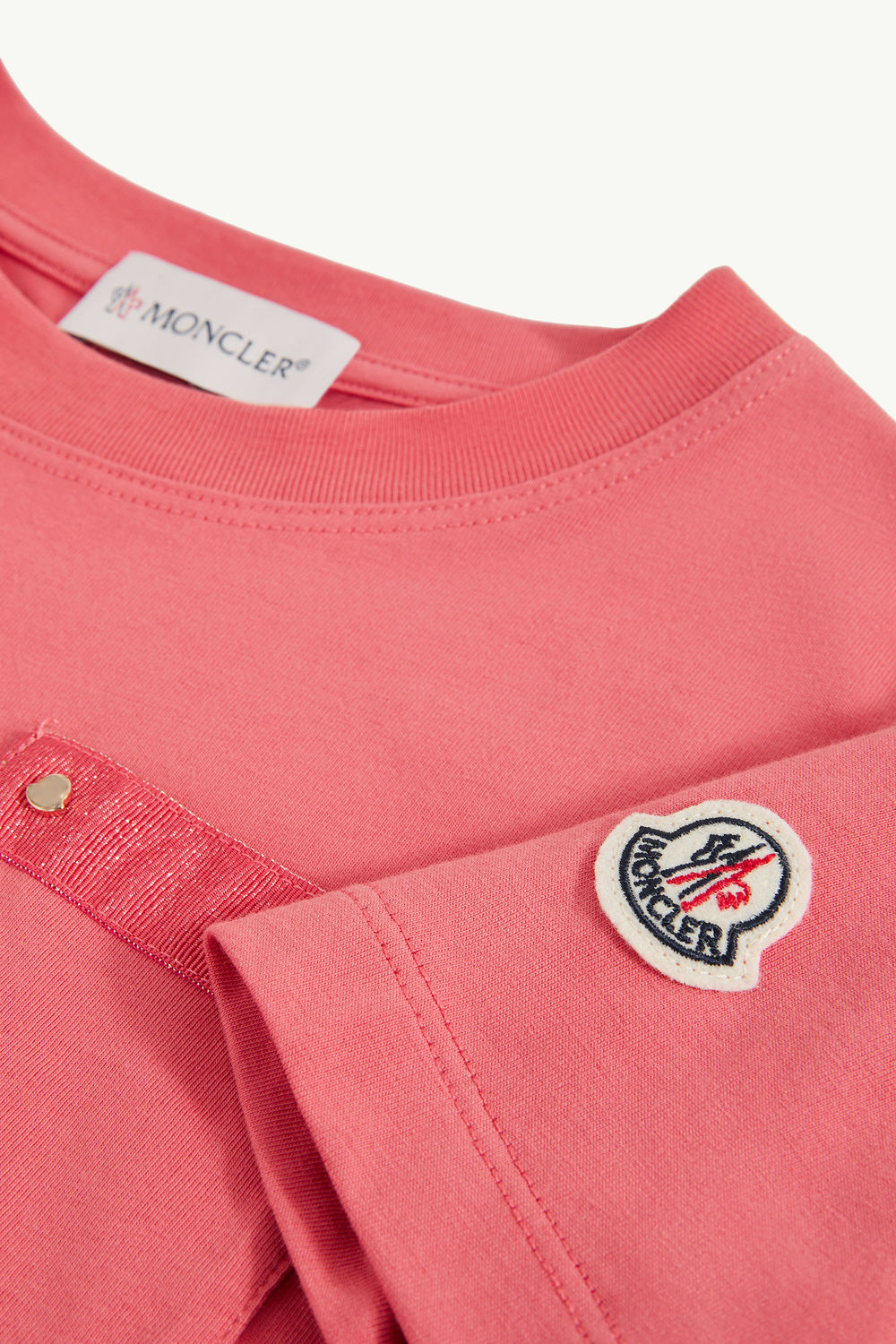 Cotton T-Shirt with Pocket Girl Coral Pink Moncler 4