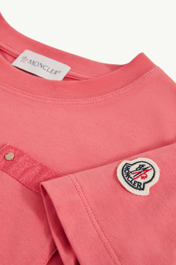 Cotton T-Shirt with Pocket Girl Coral Pink Moncler 4