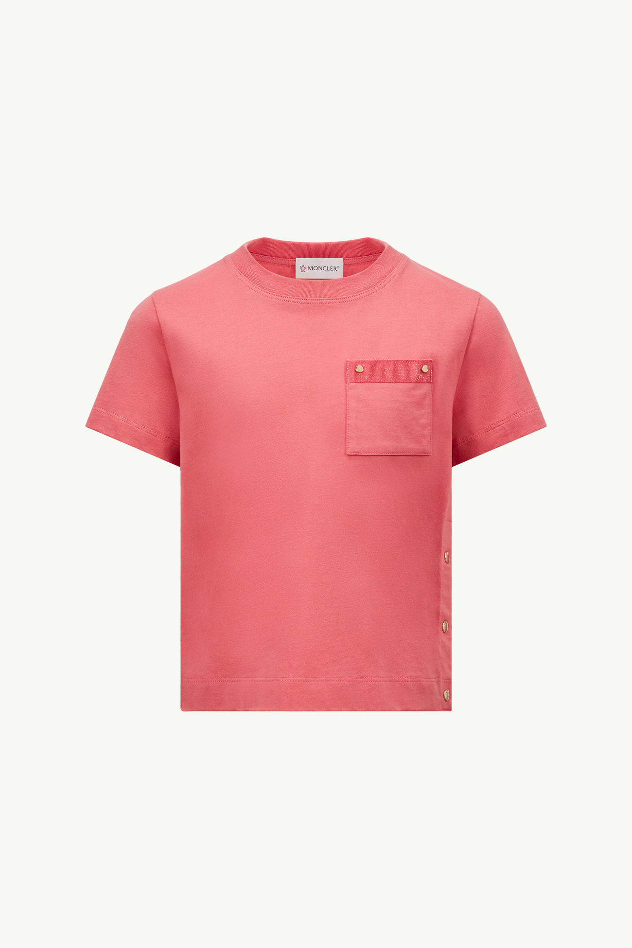 口袋裝飾棉質T恤 女童 珊瑚粉紅色 Moncler 0