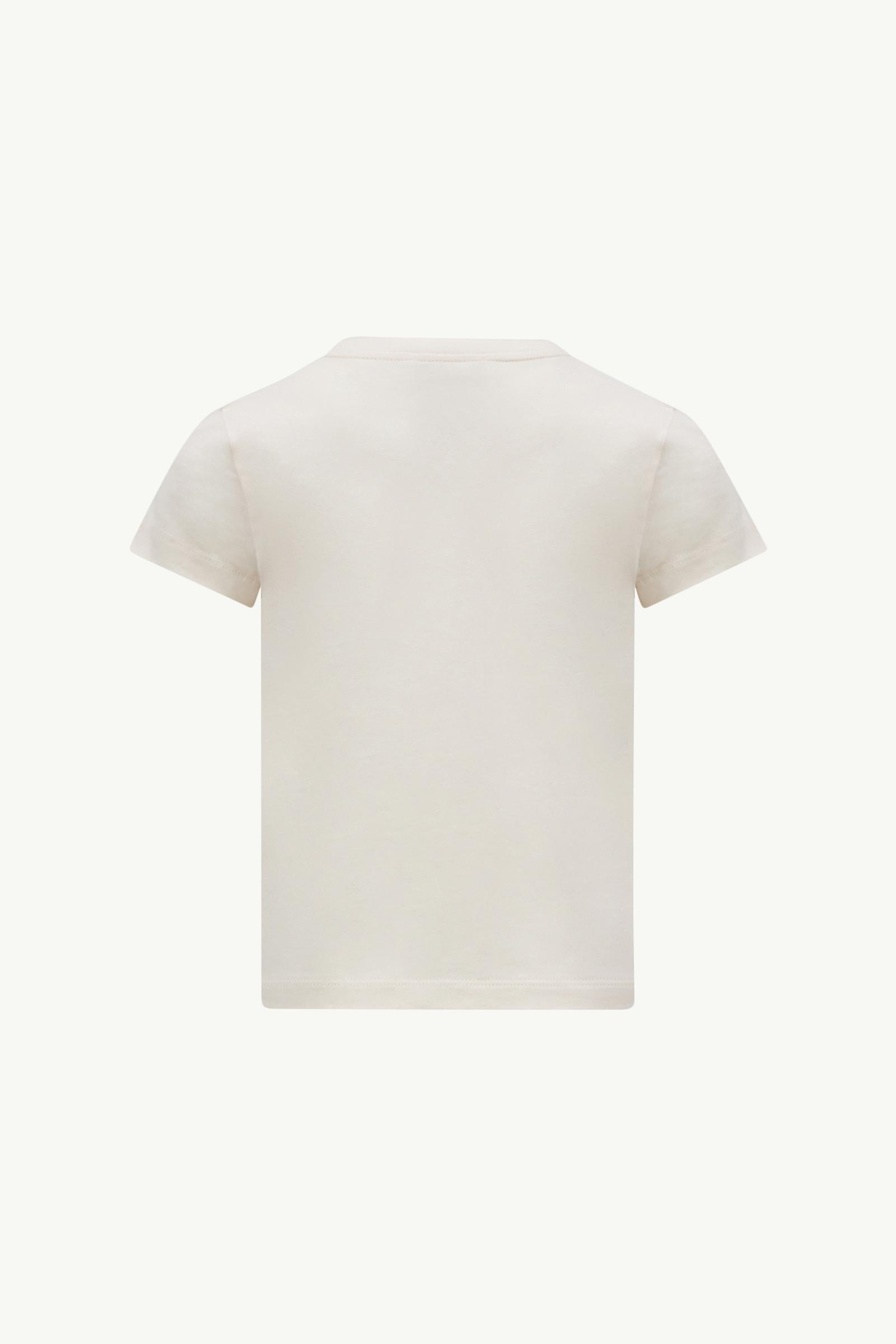 Embroidered Logo Cotton T-Shirt Girl White Moncler 1
