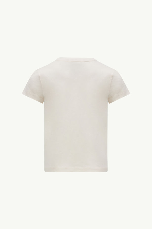 Embroidered Logo Cotton T-Shirt Girl White Moncler 1