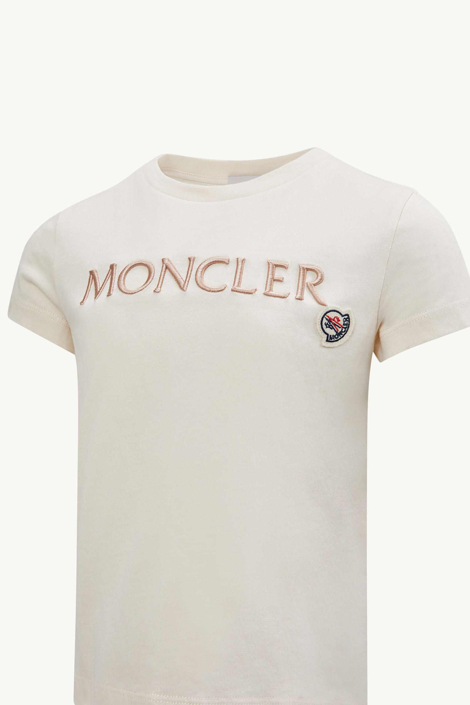 Embroidered Logo Cotton T-Shirt Girl White Moncler 2