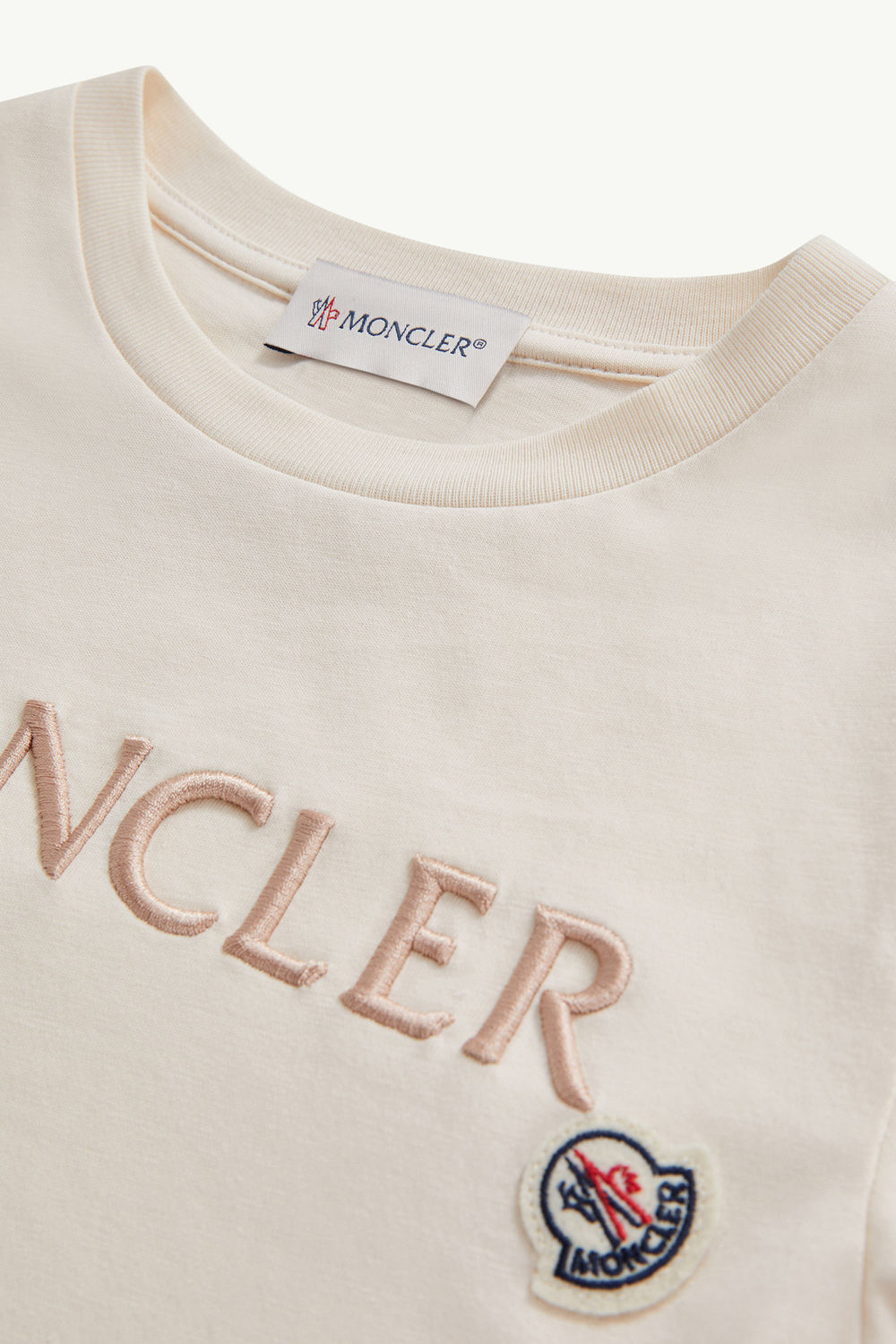 Camiseta de algodón con logotipo bordado Niña Blanco Moncler 3