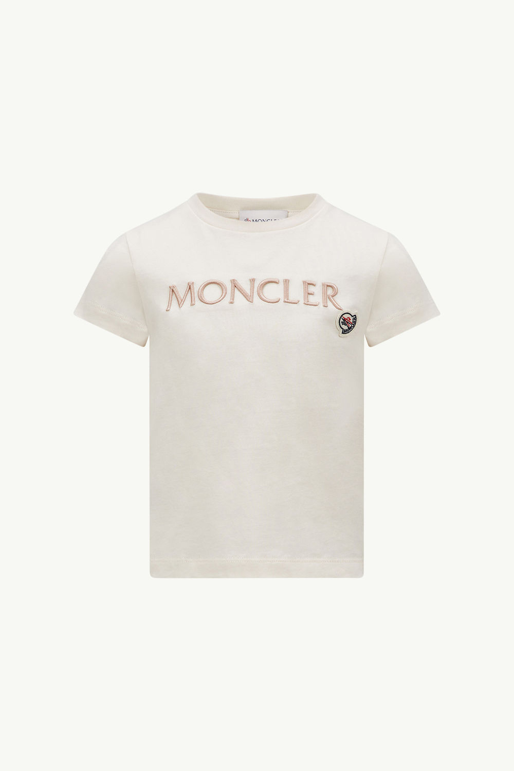 Camiseta de algodón con logotipo bordado Niña Blanco Moncler 0