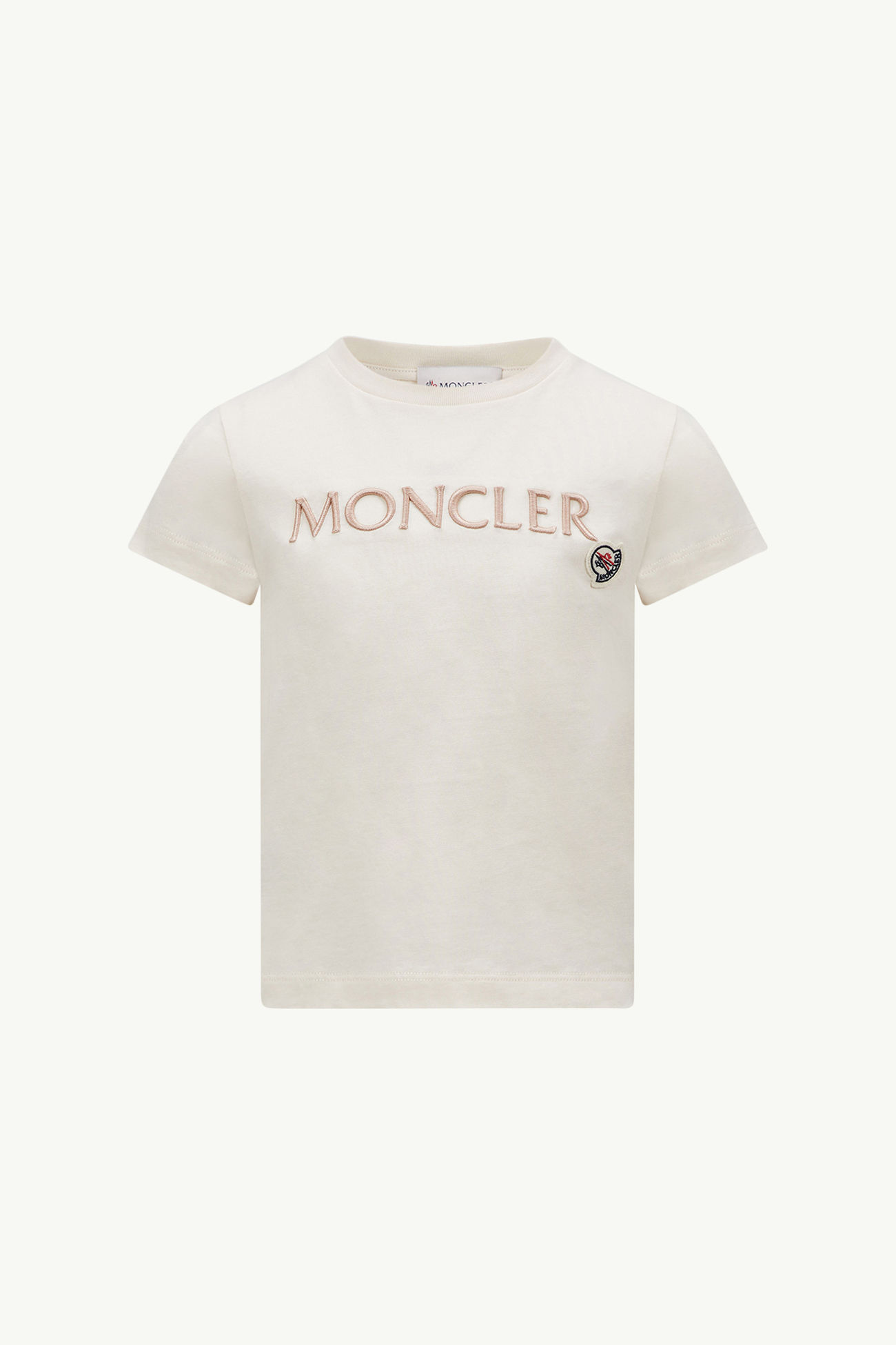 T-Shirt aus Baumwolle mit gesticktem Logo Mädchen Weiß Moncler 0