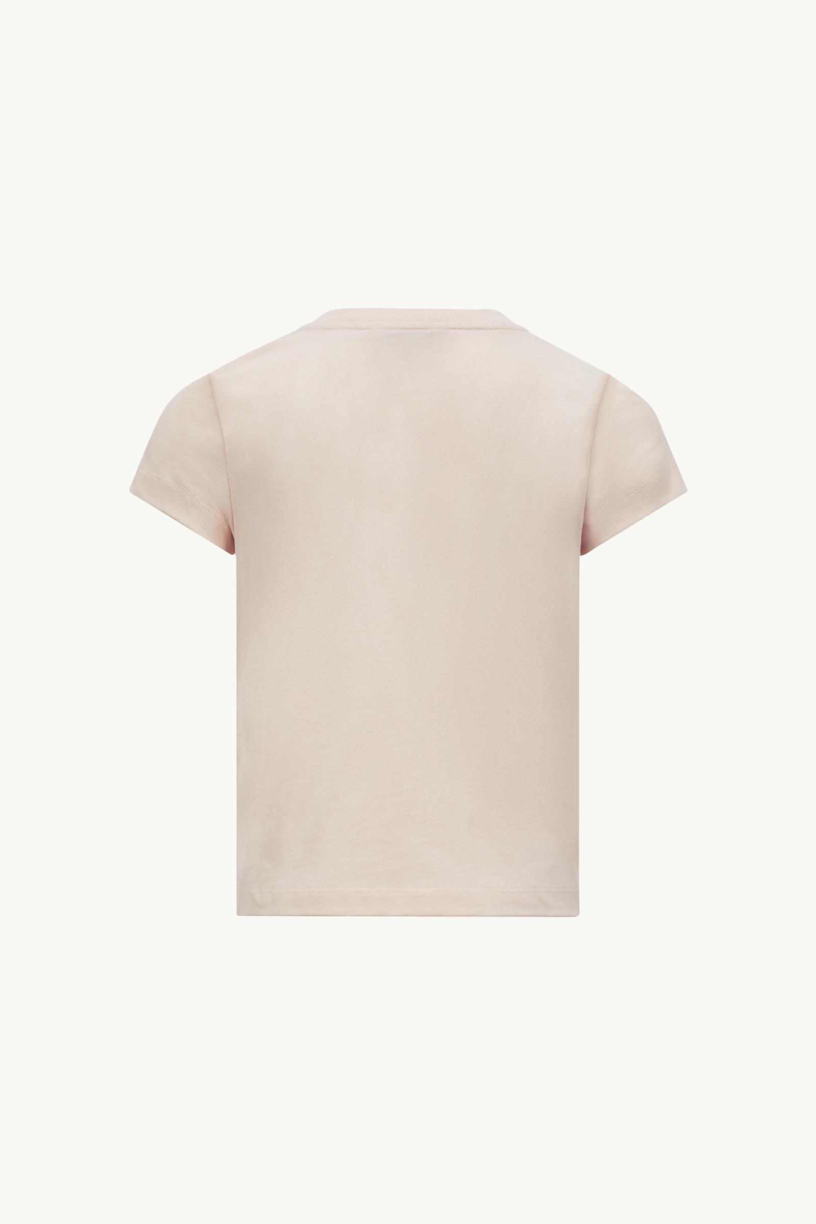 Embroidered Logo Cotton T-Shirt Girl Light Pink Moncler 1