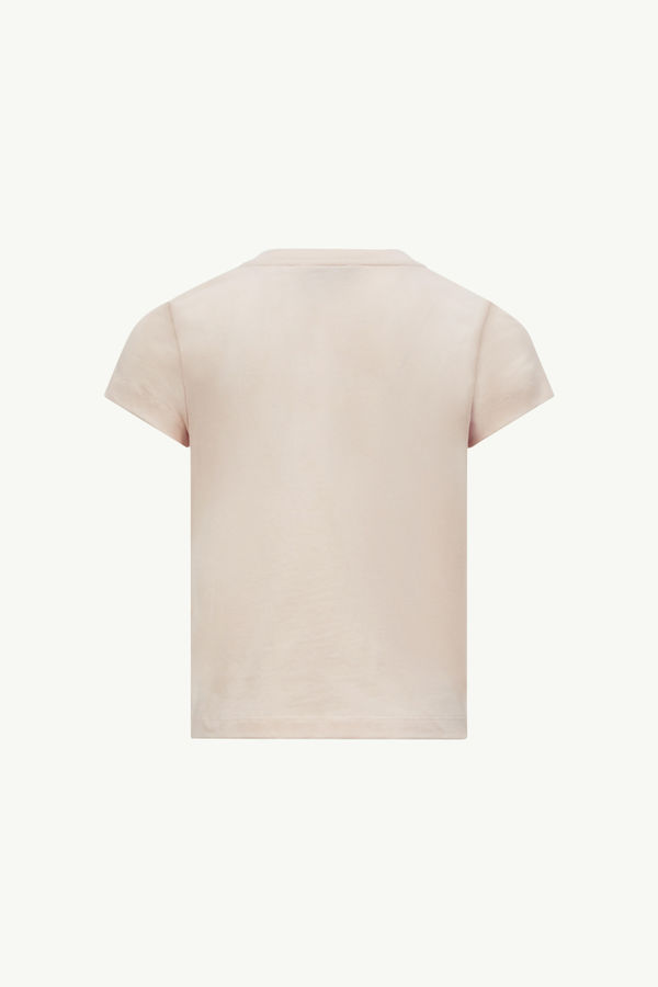 T-Shirt aus Baumwolle mit gesticktem Logo Mädchen Hellpink Moncler 1