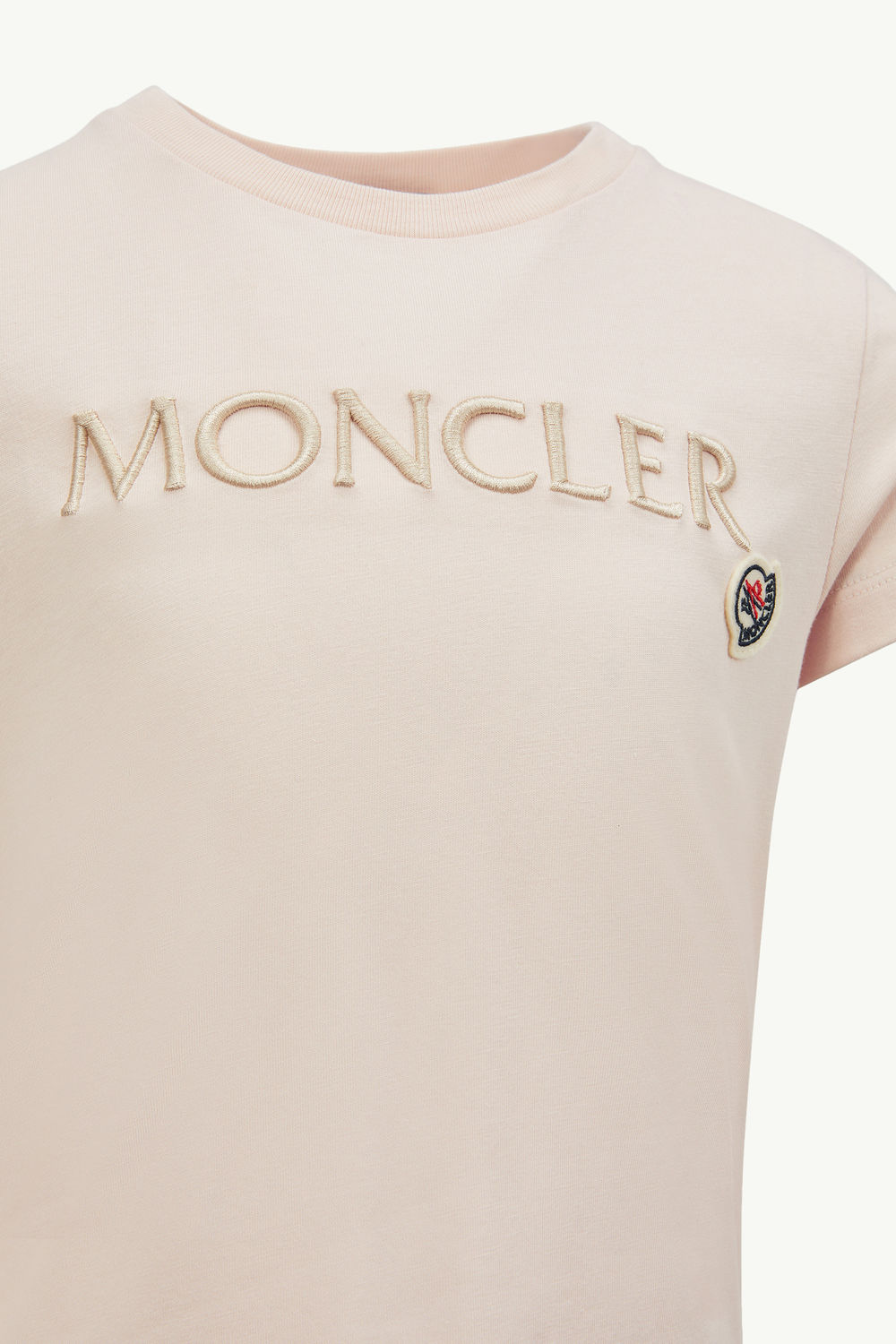 Embroidered Logo Cotton T-Shirt Girl Light Pink Moncler 2