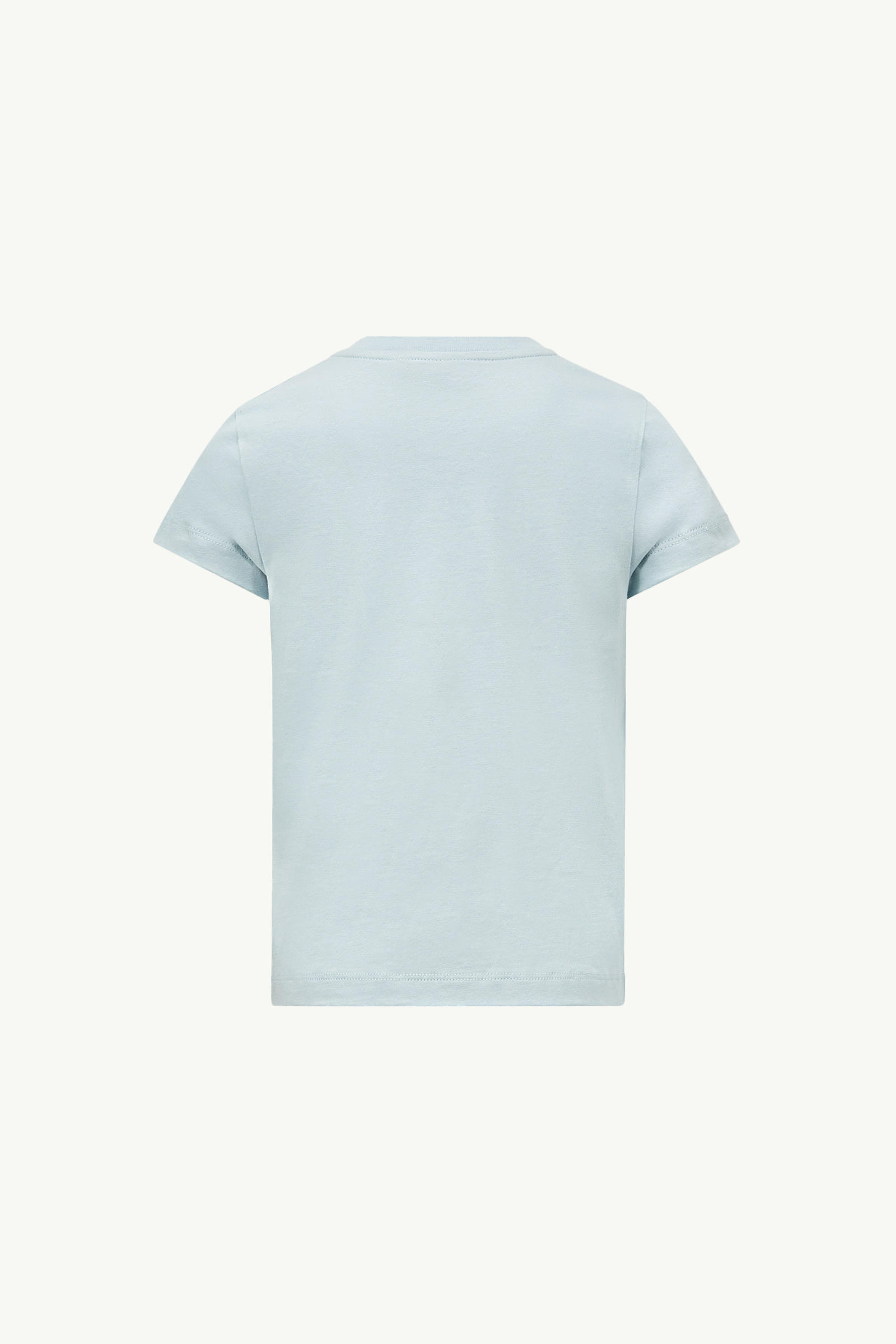 Embroidered Logo Cotton T-Shirt Girl Light Blue Moncler 2