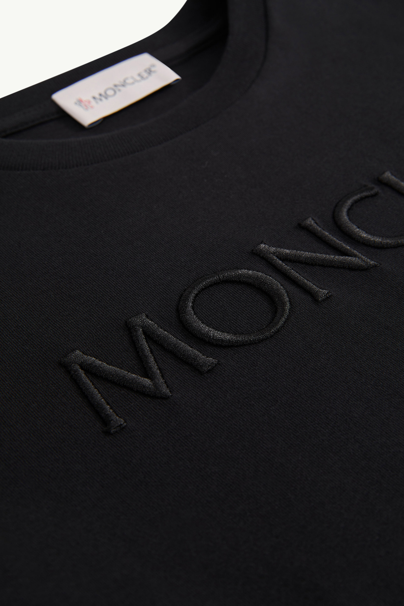 T-Shirt aus Baumwolle mit gesticktem Logo Mädchen Schwarz Moncler 4