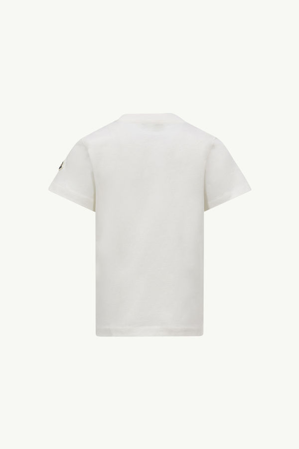 Scribble Logo Cotton T-Shirt Boy White Moncler 1