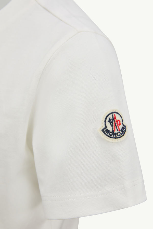 Scribble Logo Cotton T-Shirt Boy White Moncler 2