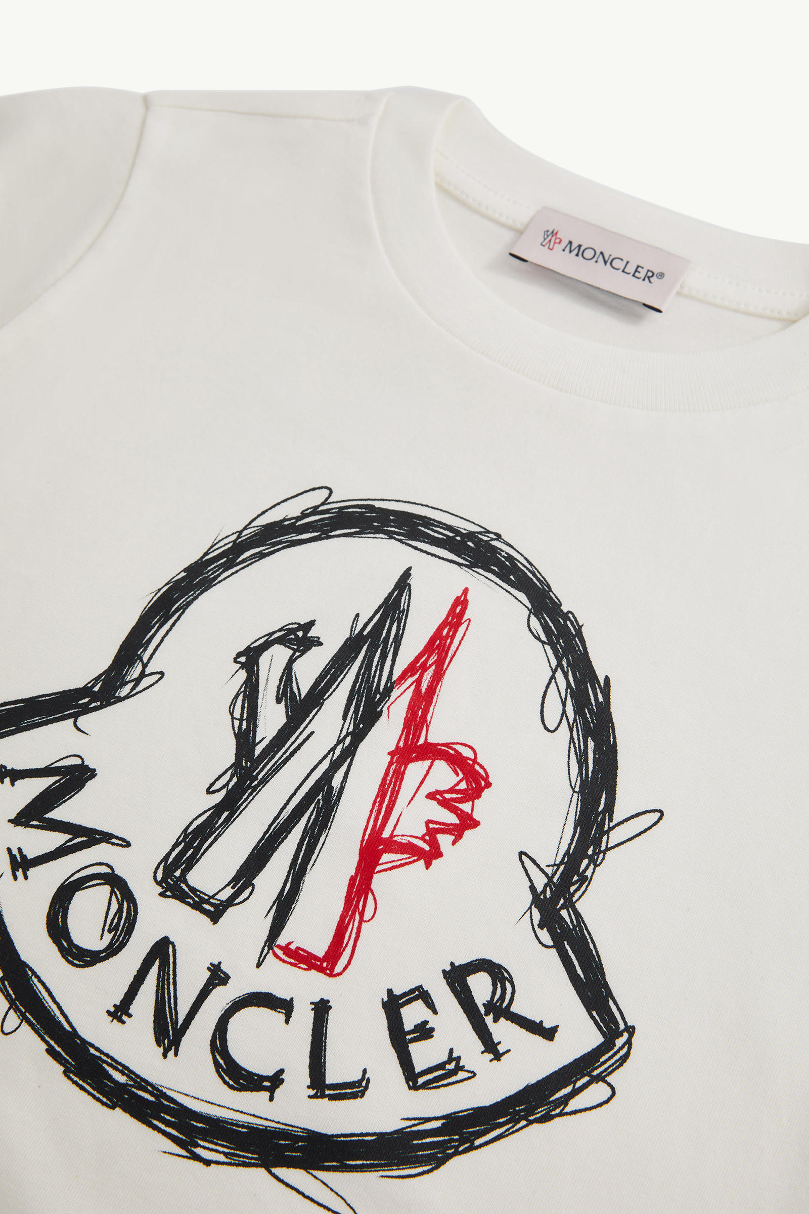 Scribble Logo Cotton T-Shirt Boy White Moncler 3