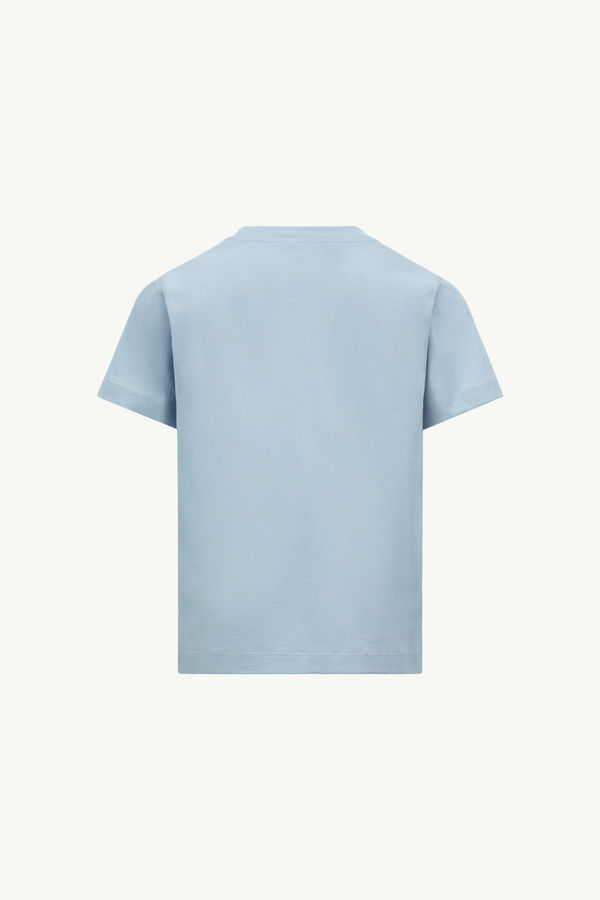 T-shirt en coton à logo Garçon Bleu clair Moncler 1