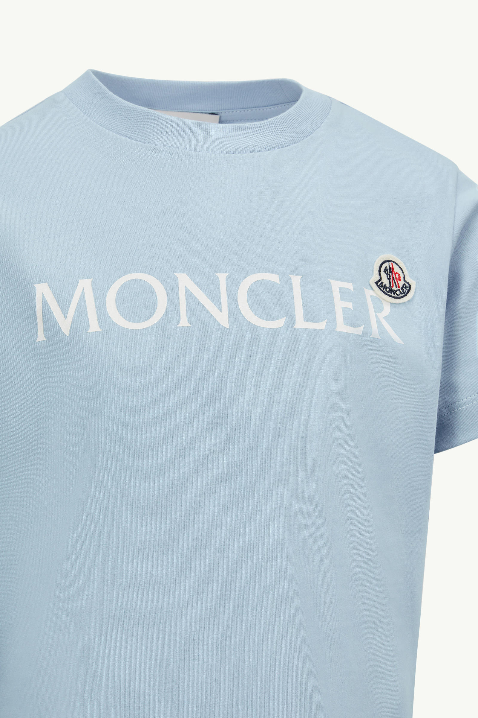 Logo Cotton T-Shirt Boy Light Blue Moncler 2