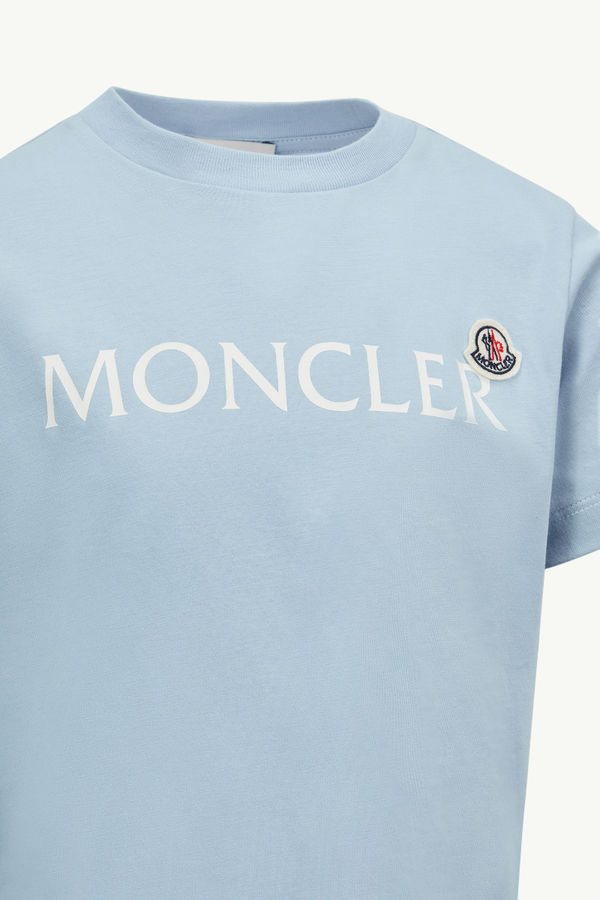 T-shirt en coton à logo Garçon Bleu clair Moncler 2
