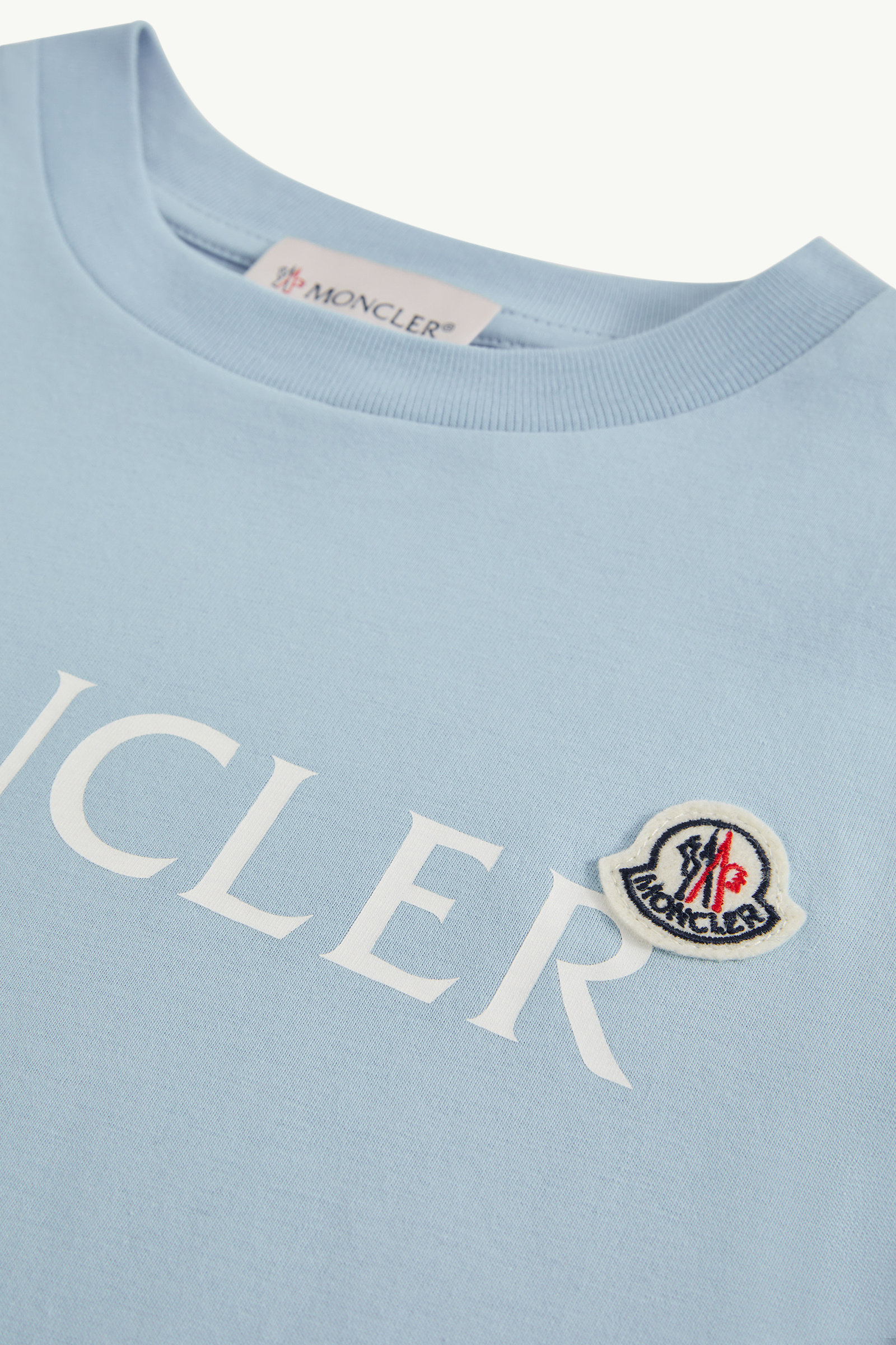 Logo Cotton T-Shirt Boy Light Blue Moncler 3