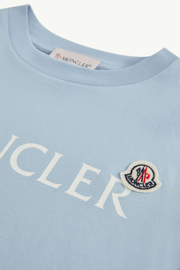 T-shirt en coton à logo Garçon Bleu clair Moncler 3