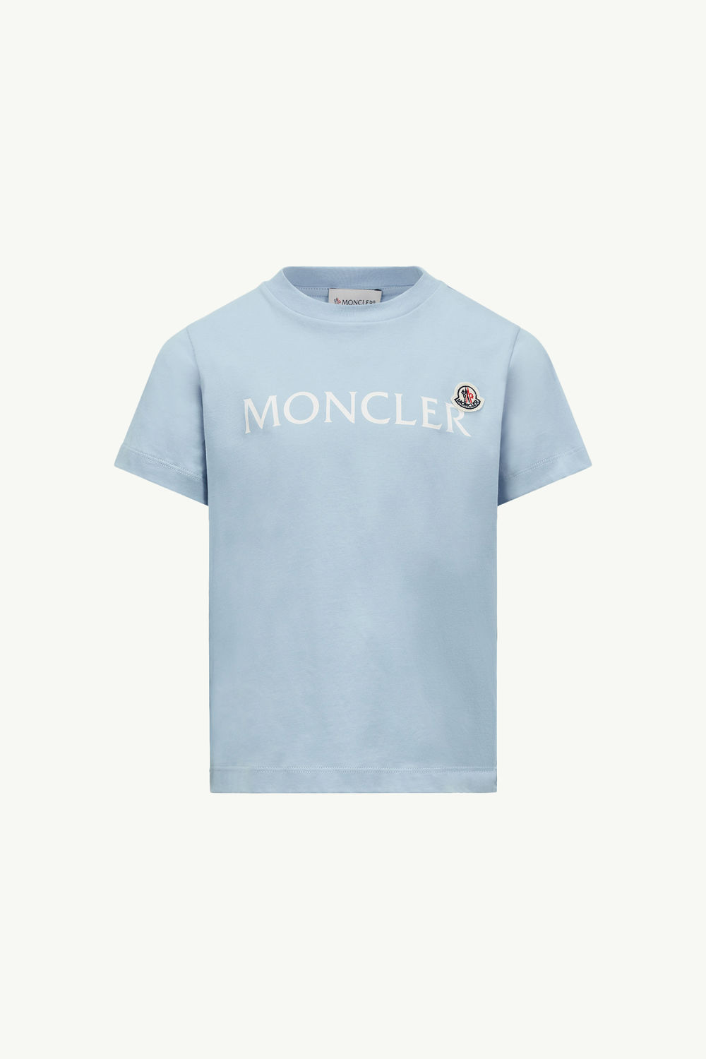 Logo Cotton T-Shirt Boy Light Blue Moncler 0