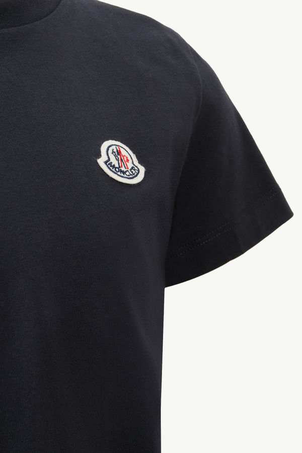 Logo Patch Cotton T-Shirt (Pack of Three) Boy Blue & Black & White Moncler 3