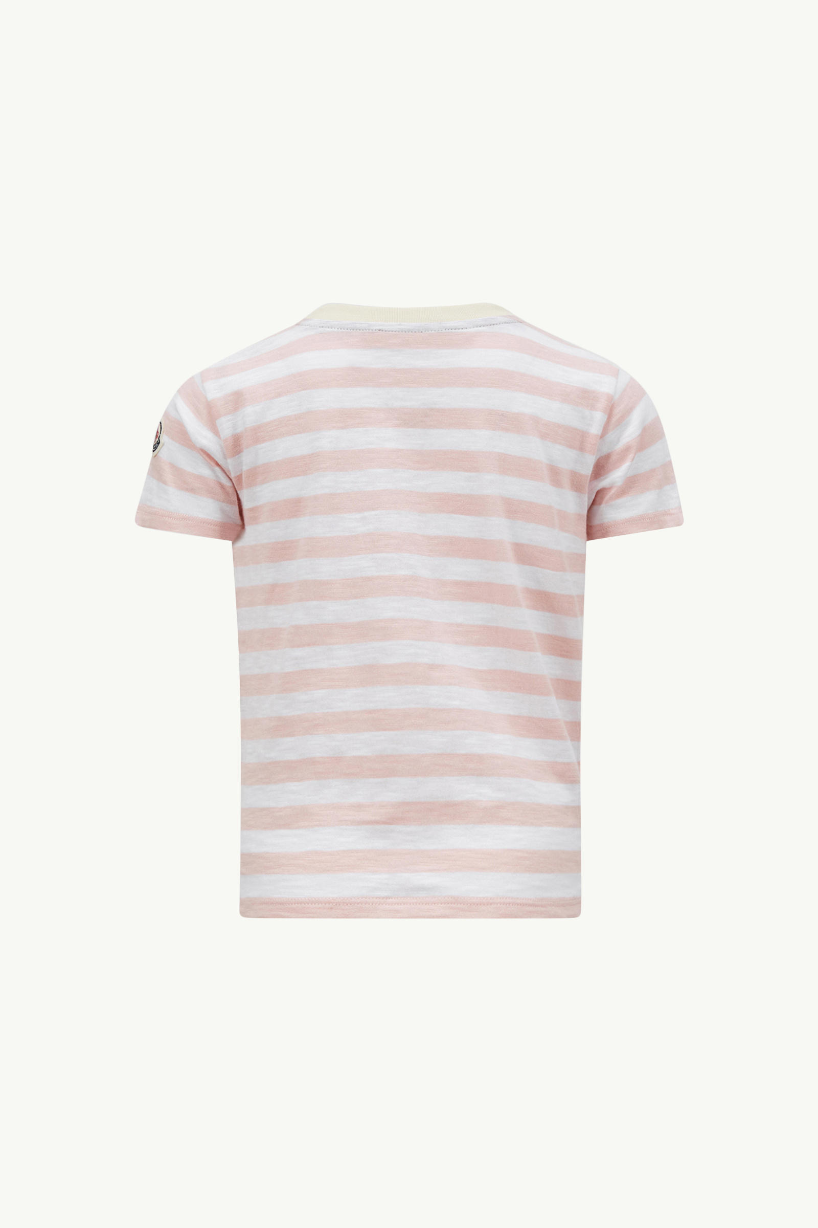 Logo Striped Cotton Jersey T-Shirt Girl White & Pink Moncler 2