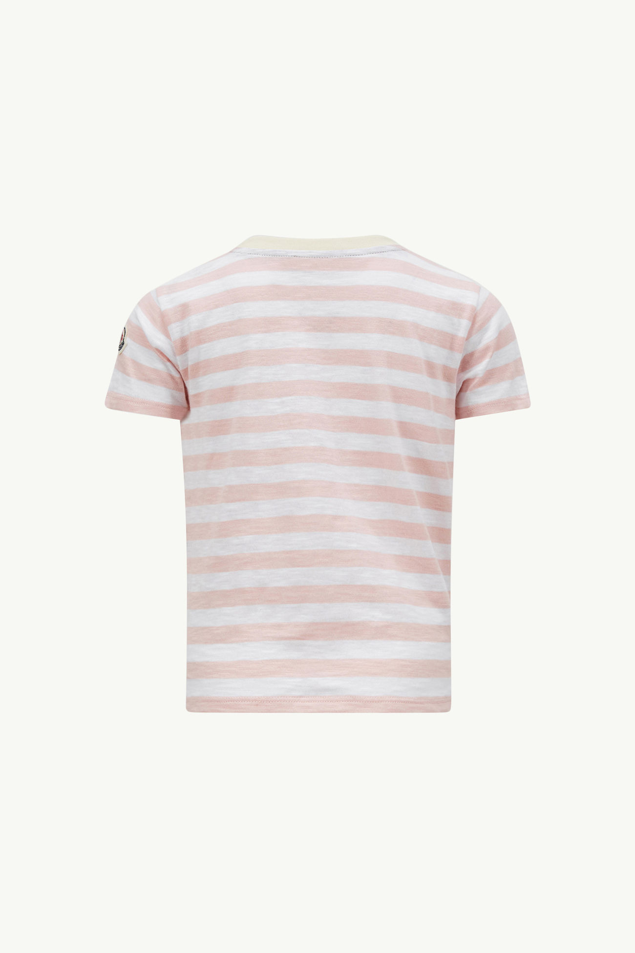 T-shirt in jersey di cotone a righe con logo Bambina Bianco & Rosa Moncler 2